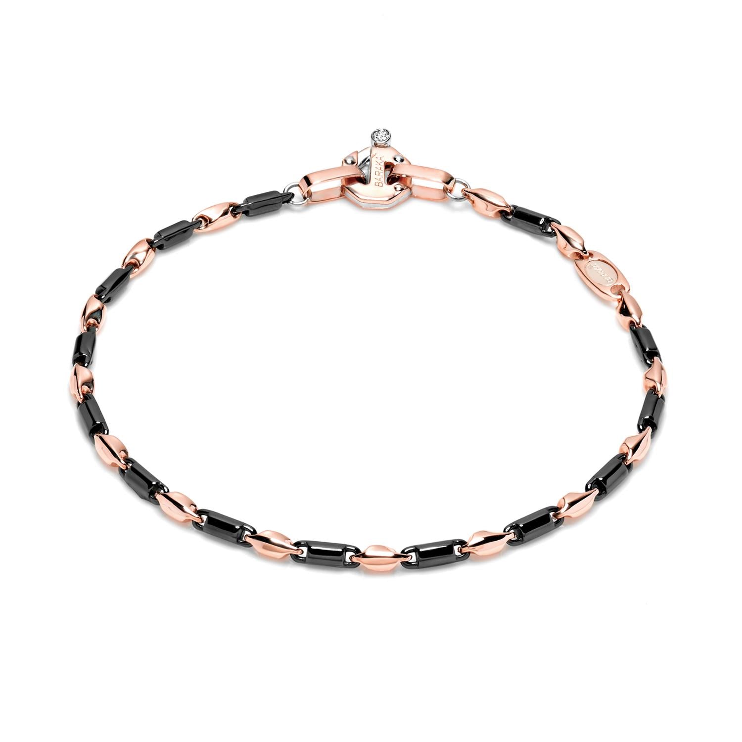 Barakà - Bracciale Oro rosa 750% Ceramica nera Oro bianco 750% Diamante bianco