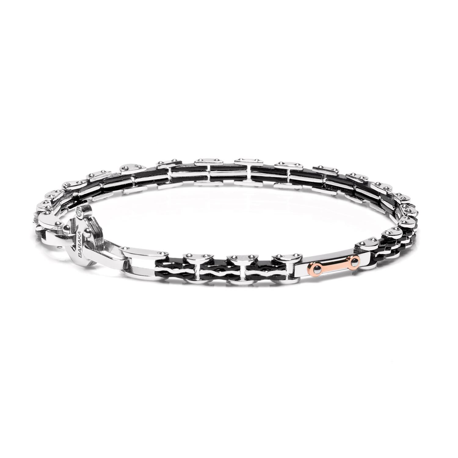 Barakà - Bracciale Ceramica Acciaio Oro Rosa e Diamante