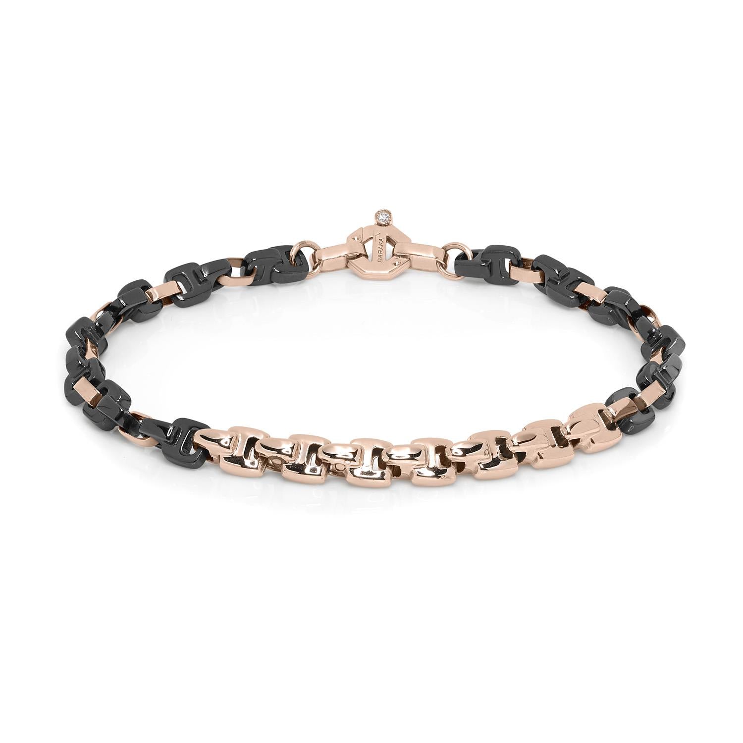 Barakà - Bracciale. Oro rosè 750% Ceramica nera Diamante bianco