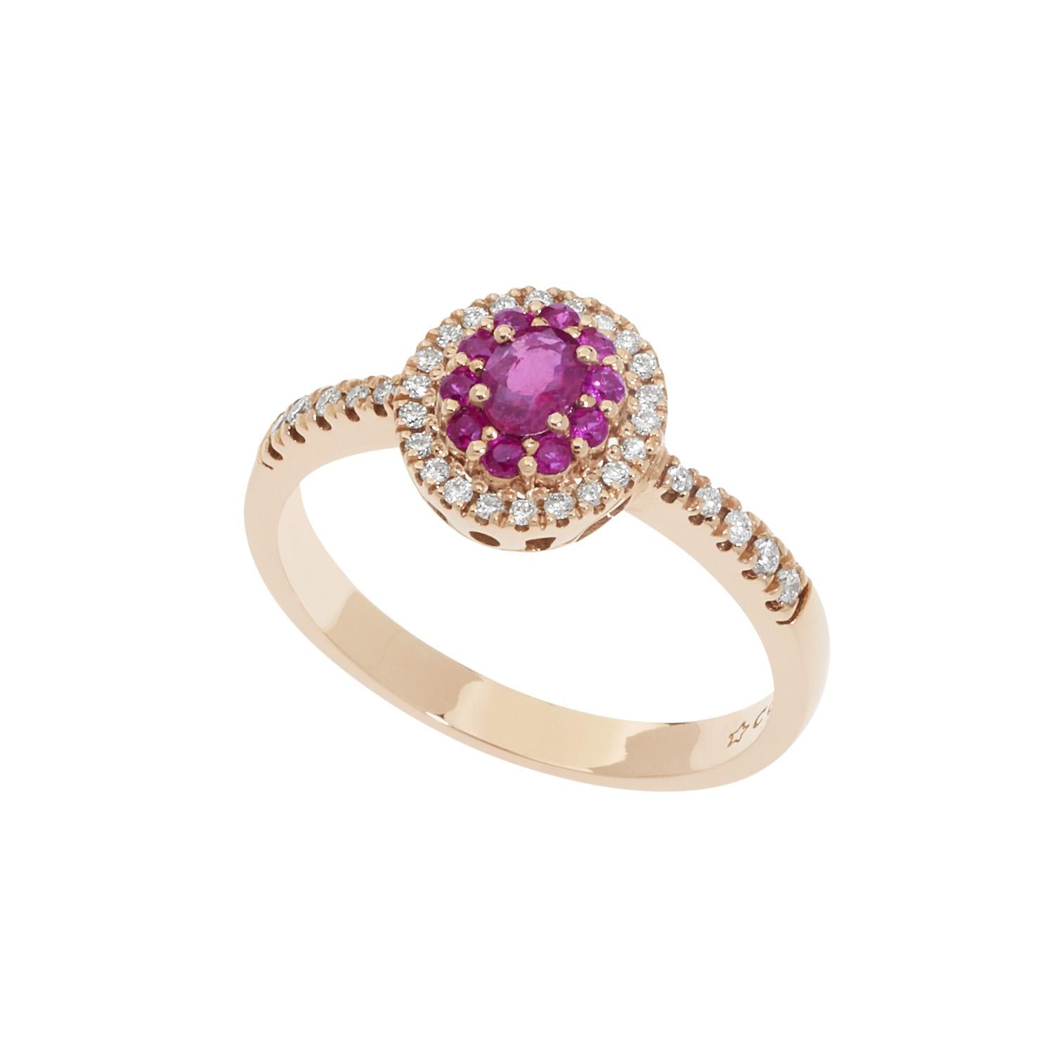 Comete Gioielli - Anello Oro Rosa Diamanti E Rubini