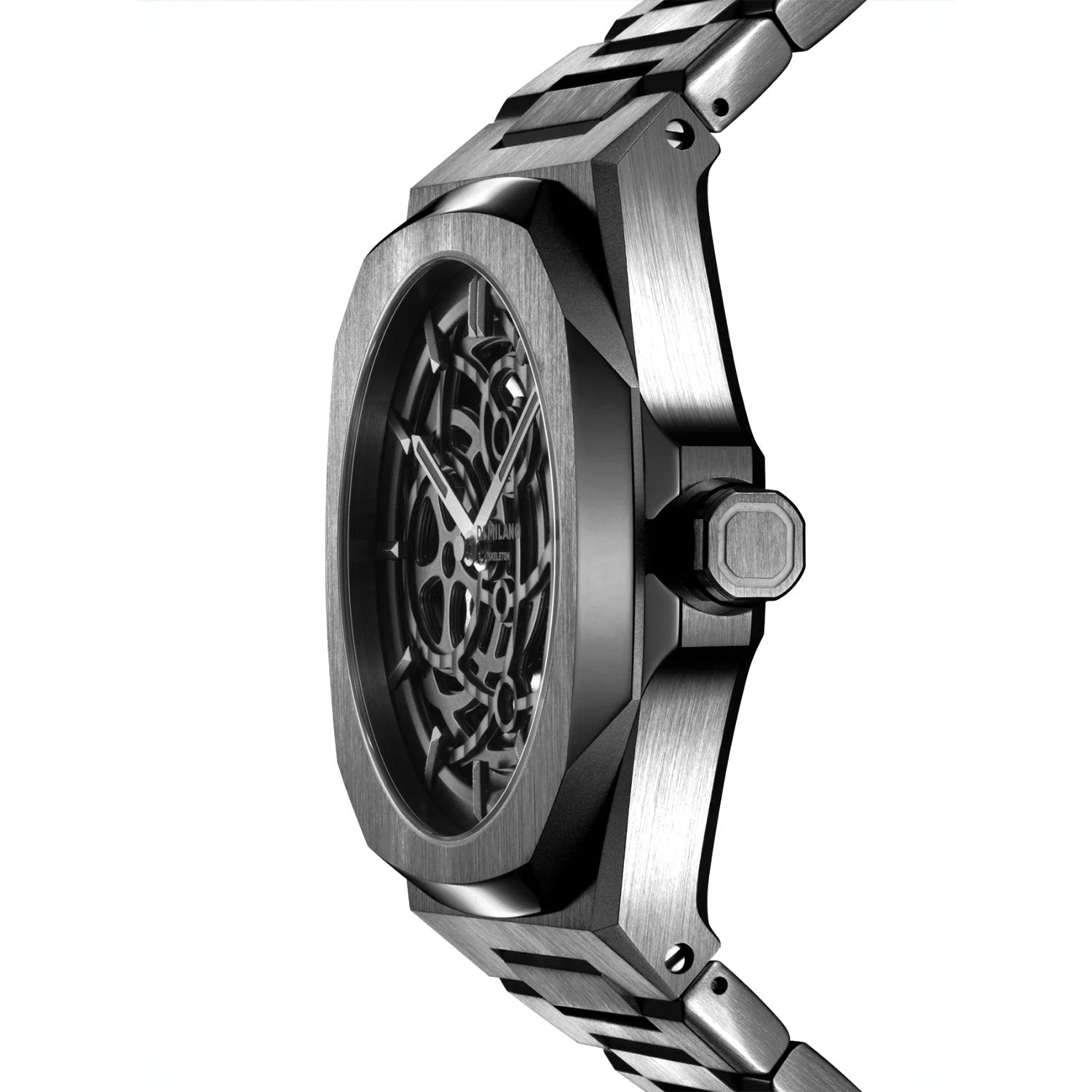 D1 Milano - Orologio Gun Metal Skeleton 41,5mm Automatico