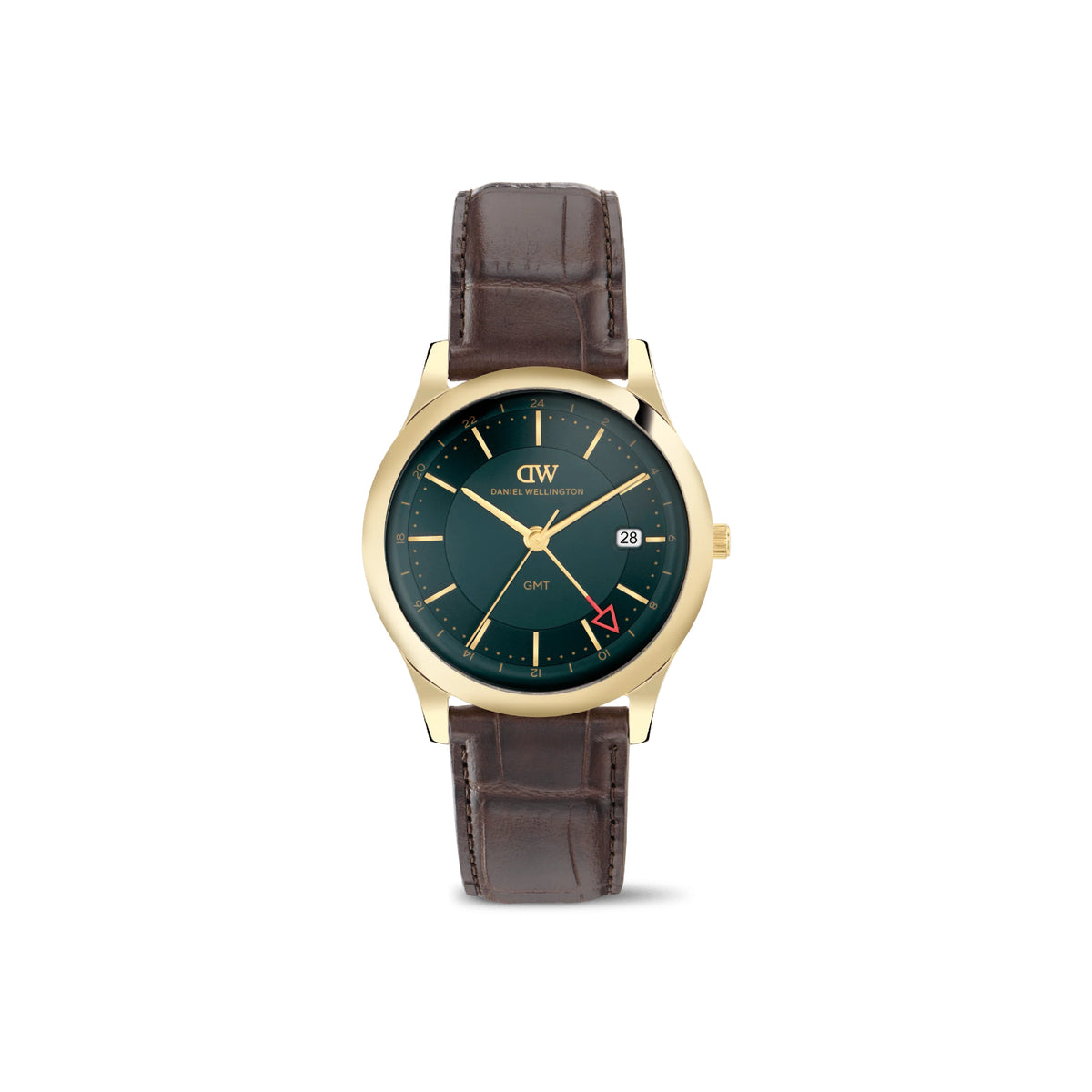 Daniel Wellington - Orologio Pathfinder Gmt 39 Oro Verde Pelle Marrone
