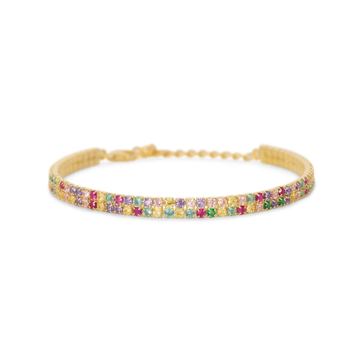 Bracciale Dilvdò double tennis in argento oro multicolore