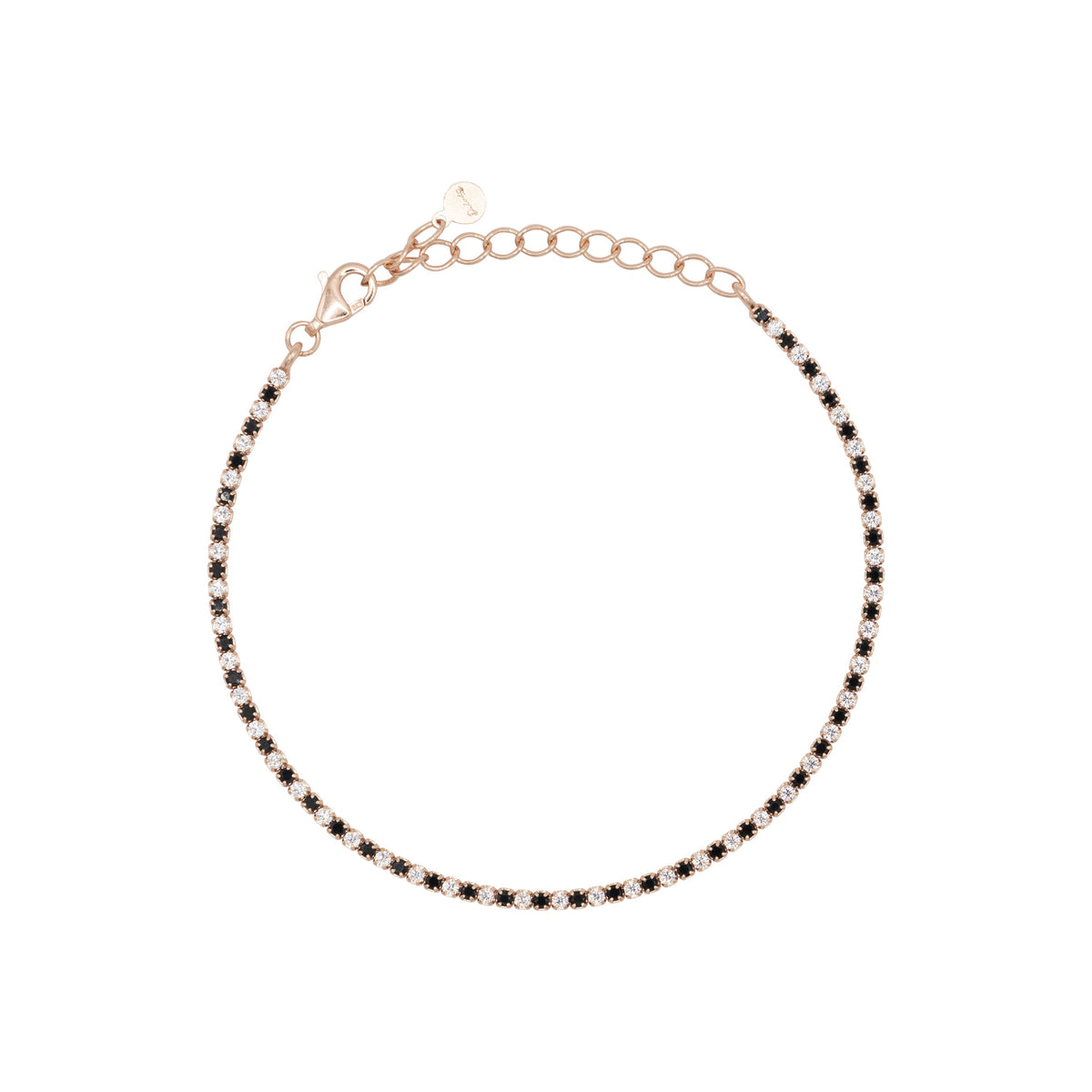 Bracciale Dilvdò tennis 1,5 mm oro rosa nero