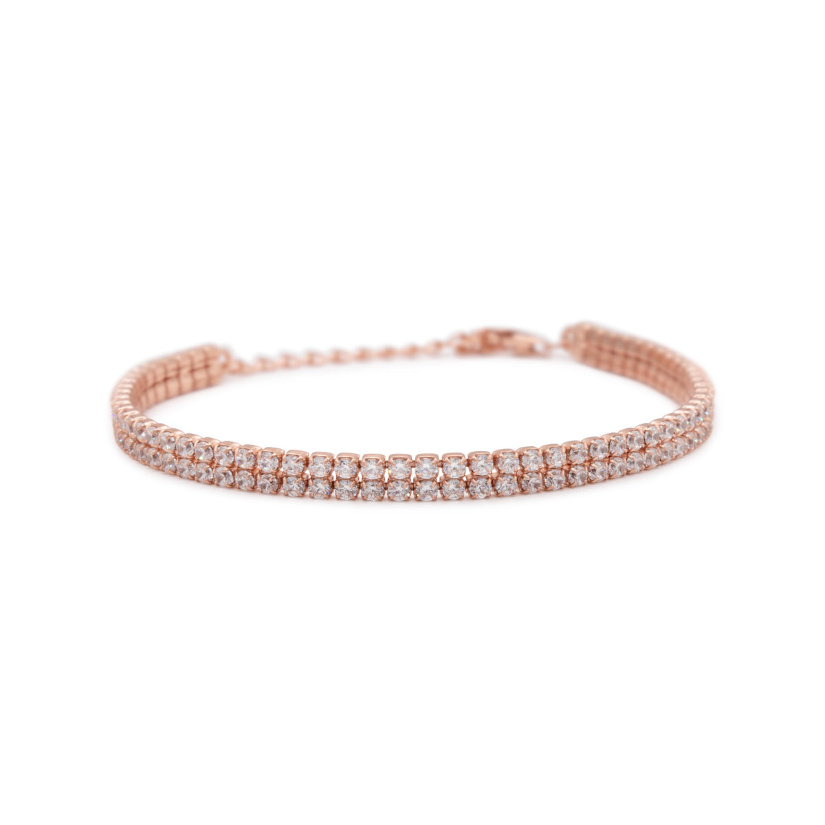 Bracciale Dilvdò double tennis in argento oro rosa