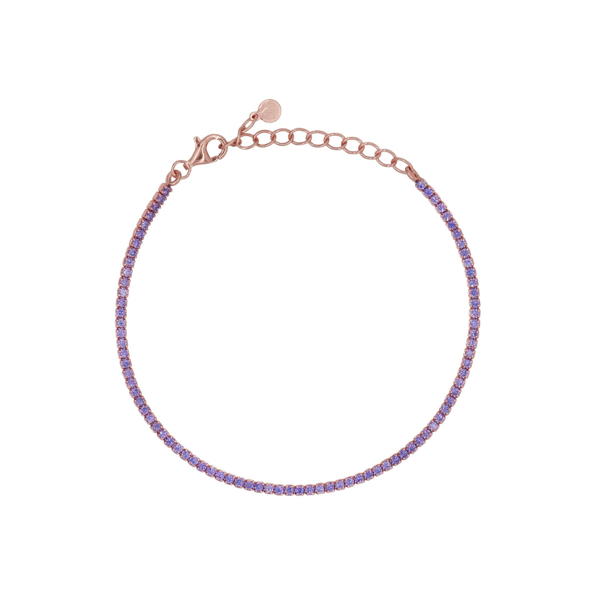 Bracciale Dilvdò tennis 1,5 mm oro rosa viola