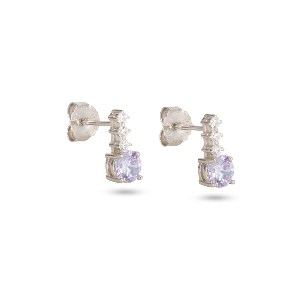 Orecchini Dilvdò pendenti punto luce in argento lavanda