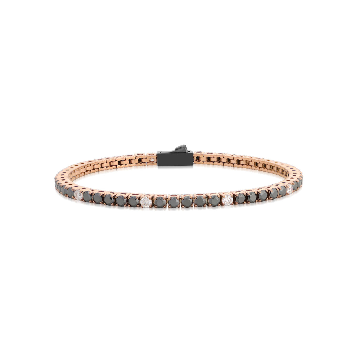 John Richmond - Bracciale Tennis in lega di titanio rose IP e Brillanti black