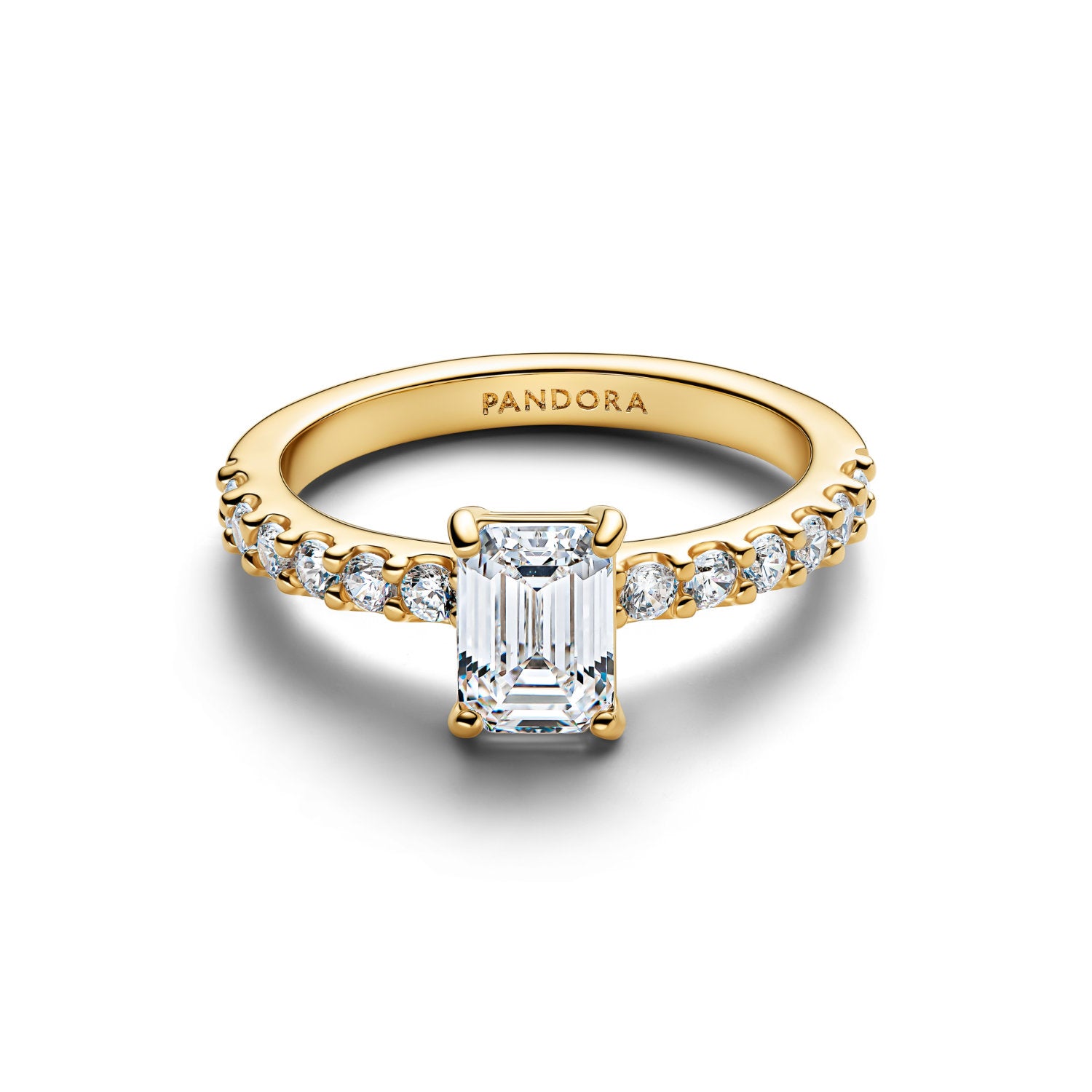 Pandora - Anello argento placcato oro con zirconia cubica