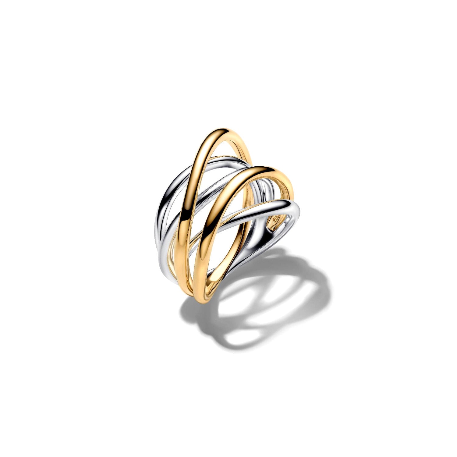 Pandora - Anello Linee Intrecciate Bicolore Argento