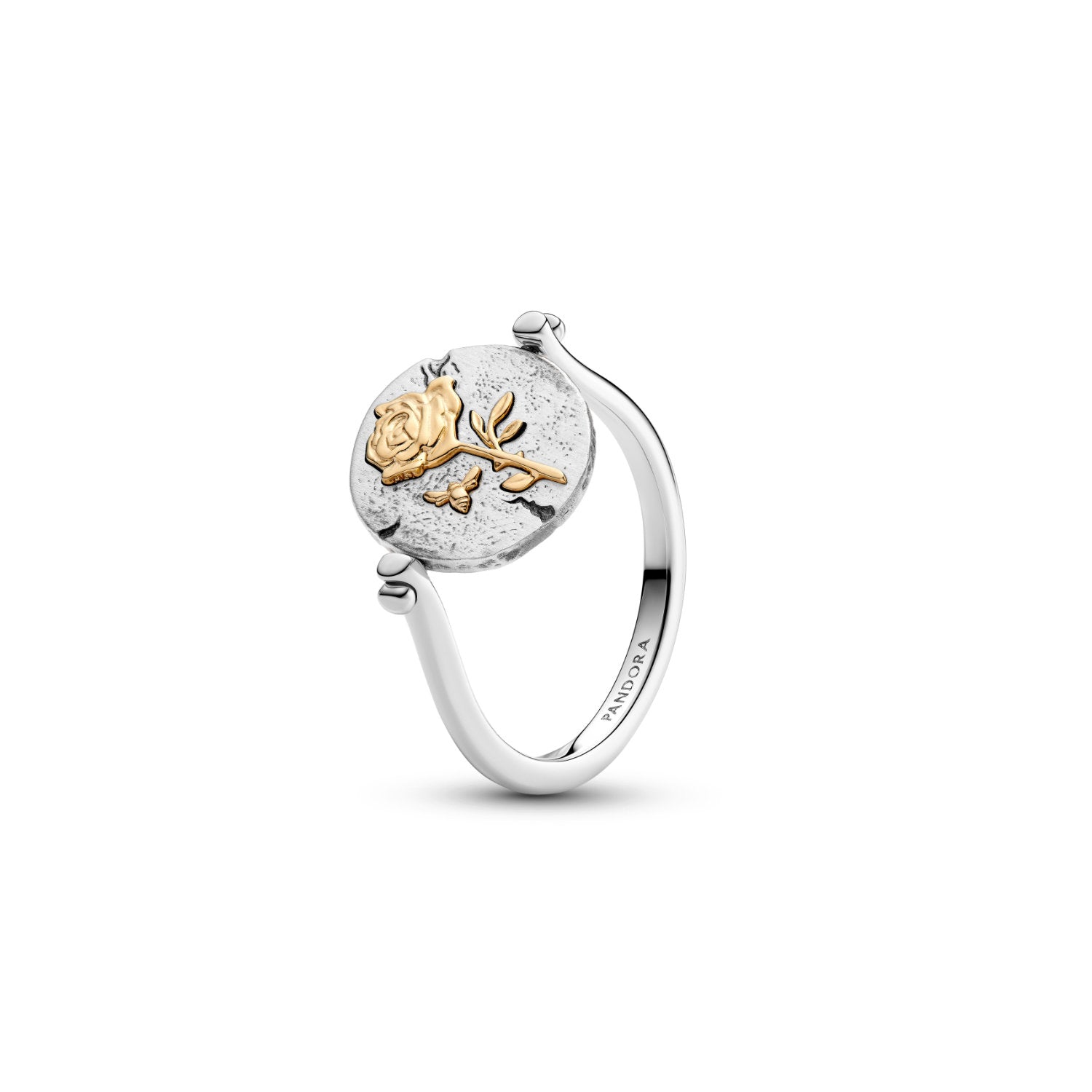 Pandora - Anello Medallion Rosa "Rosa Inter Spinas Crescit" Reversibile