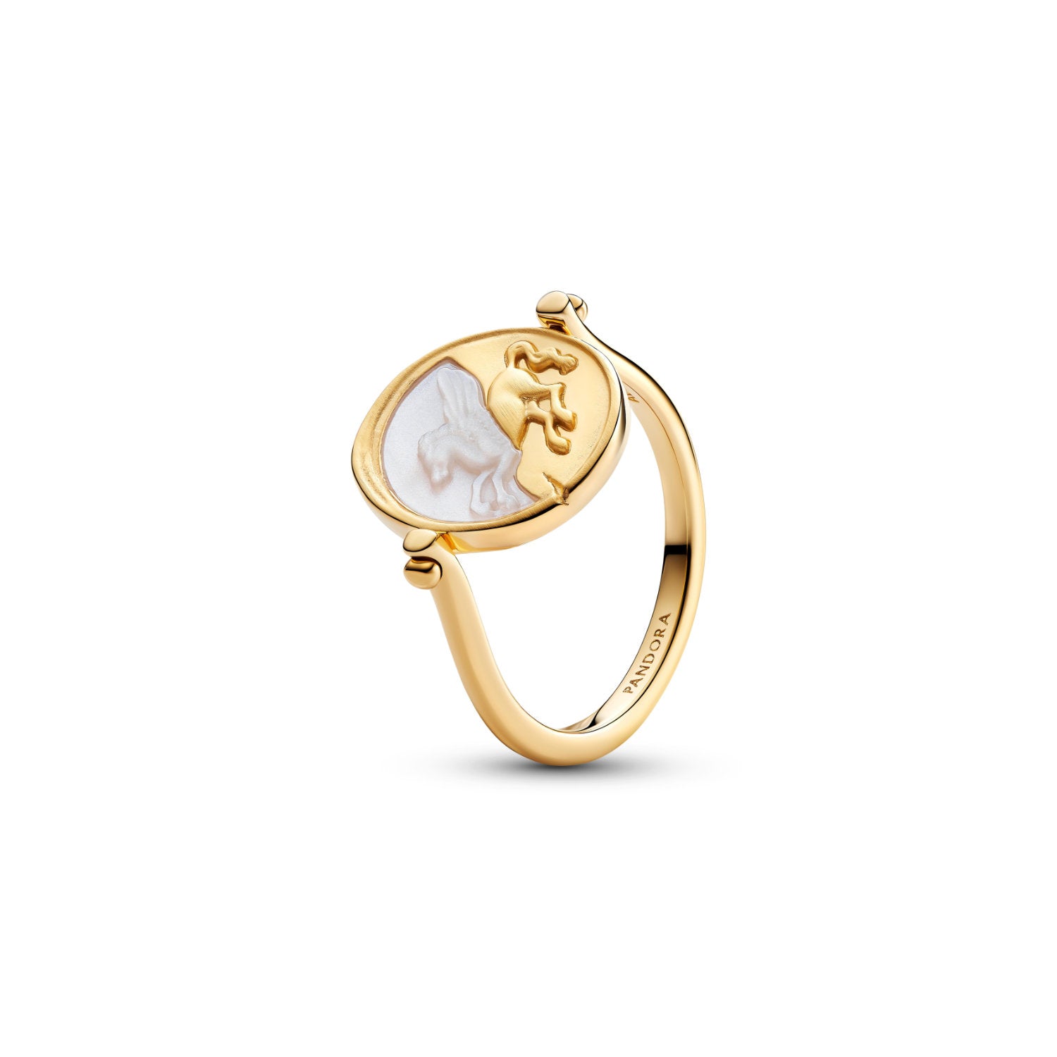 Pandora - Anello Medallion Pegaso "Ex Animo" Reversibile finitura oro