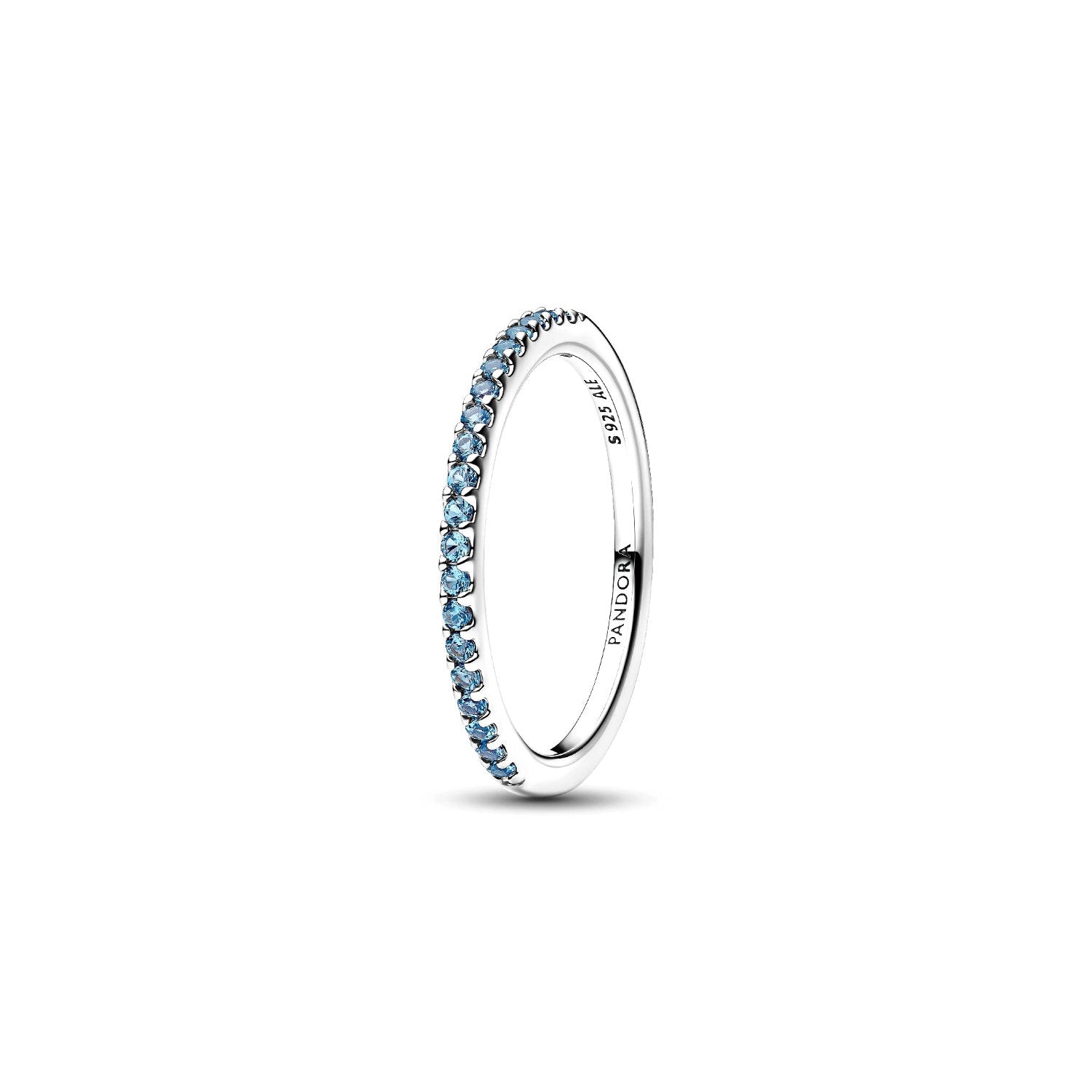 Pandora - Anello Pavè Fascia Sottile Azzurro Argento