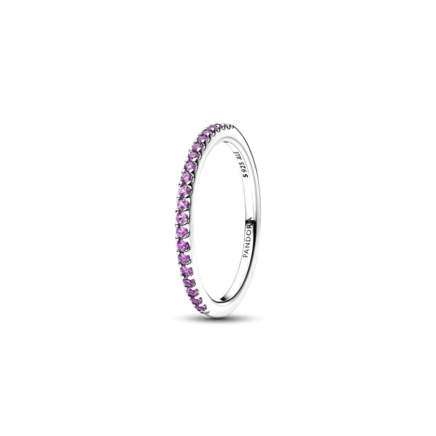 Pandora - Anello Pavè Fascia Sottile Viola Argento