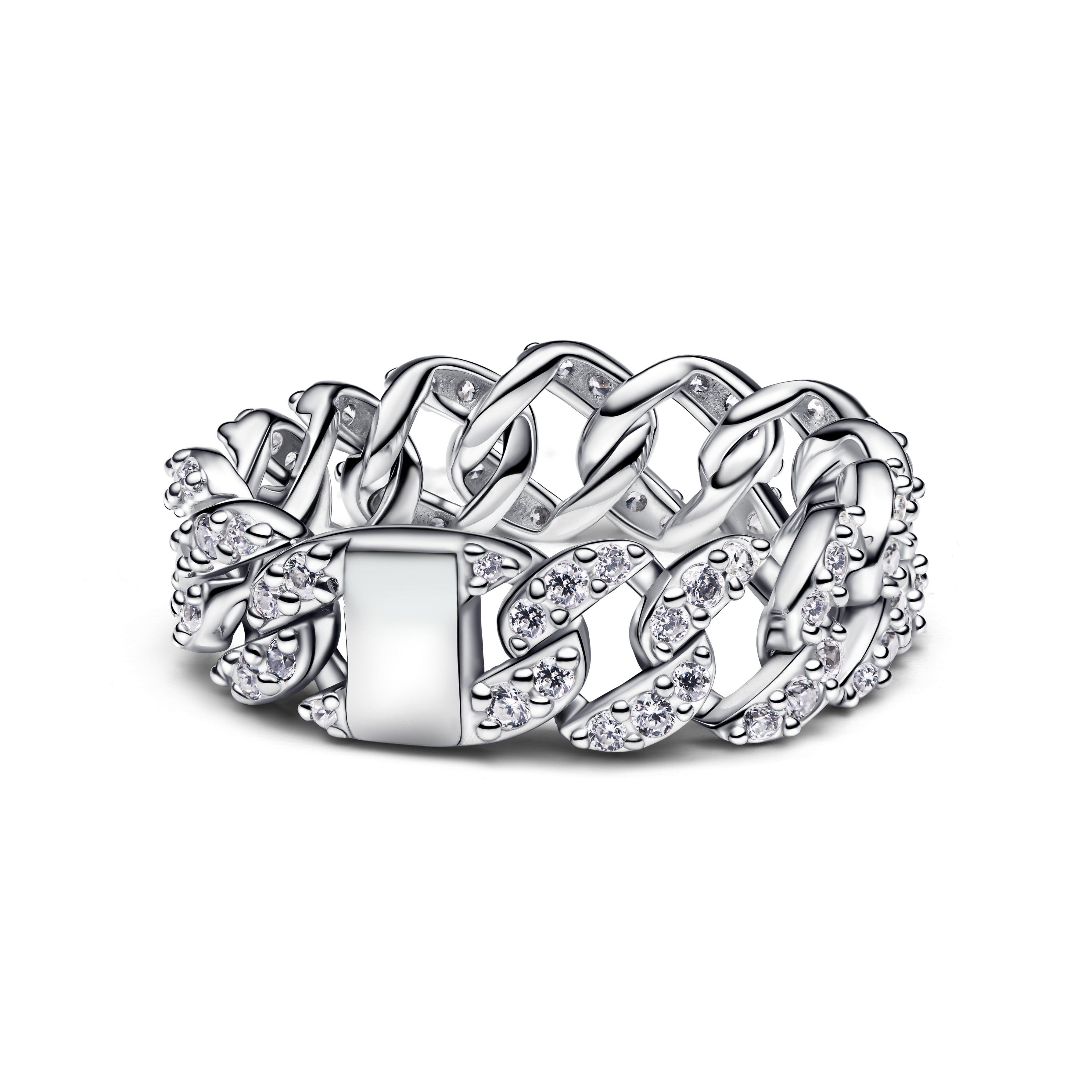 Pandora - Anello Catena Maglia Cubana Pavè