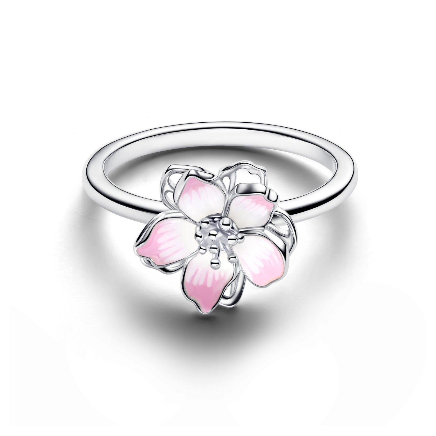 Pandora - Anello Fiore di Ciliegio in argento sterling con smalto rosa sfumato