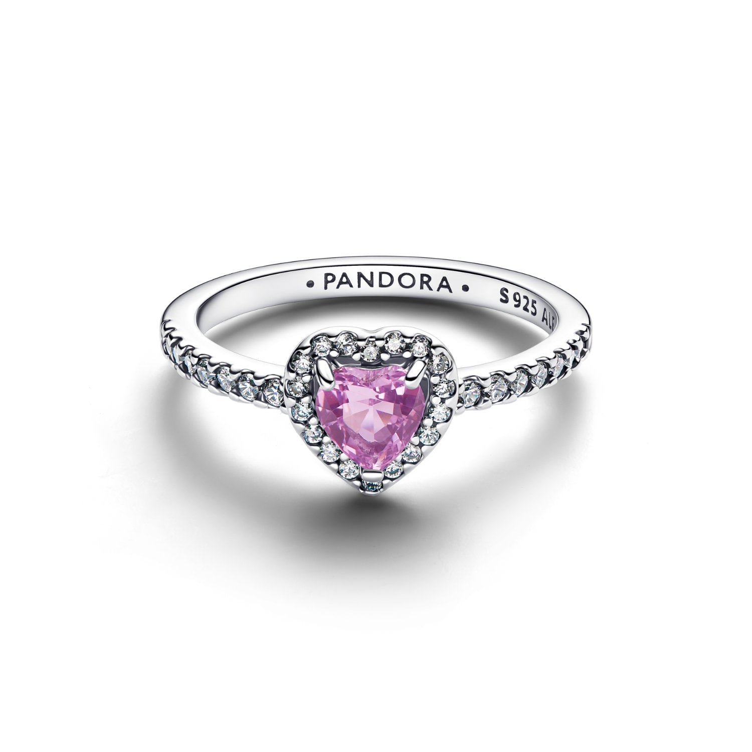 Pandora - Anello a cuore in argento sterling con cristallo viola e zirconia cubica