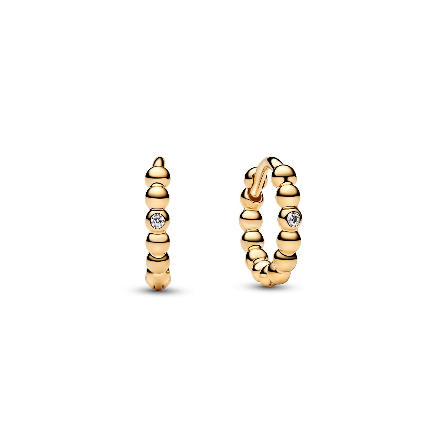 Pandora - Orecchini Cerchi Piccoli Sfere con punto luce finitura oro