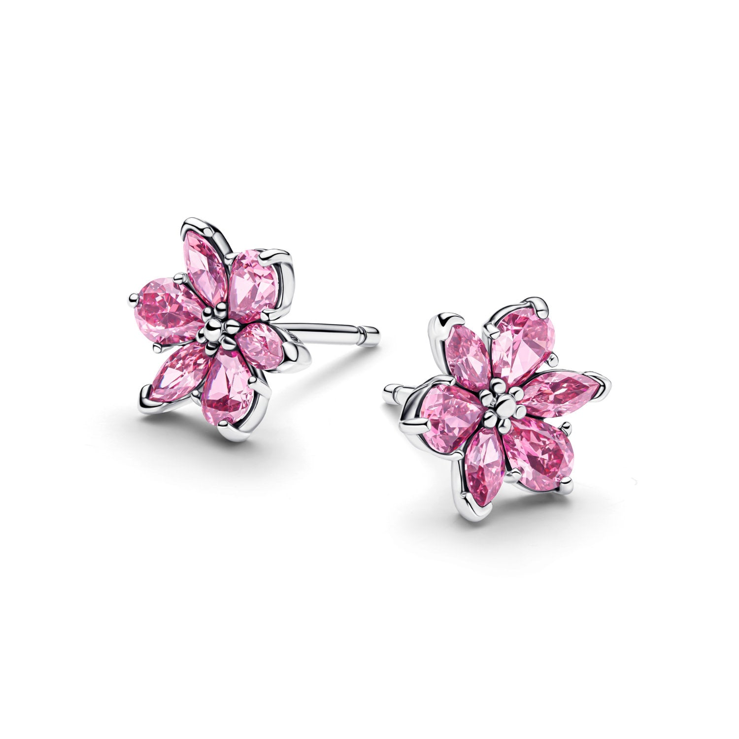Pandora - Orecchini a lobo Herbarium in argento sterling con zirconia cubica rosa