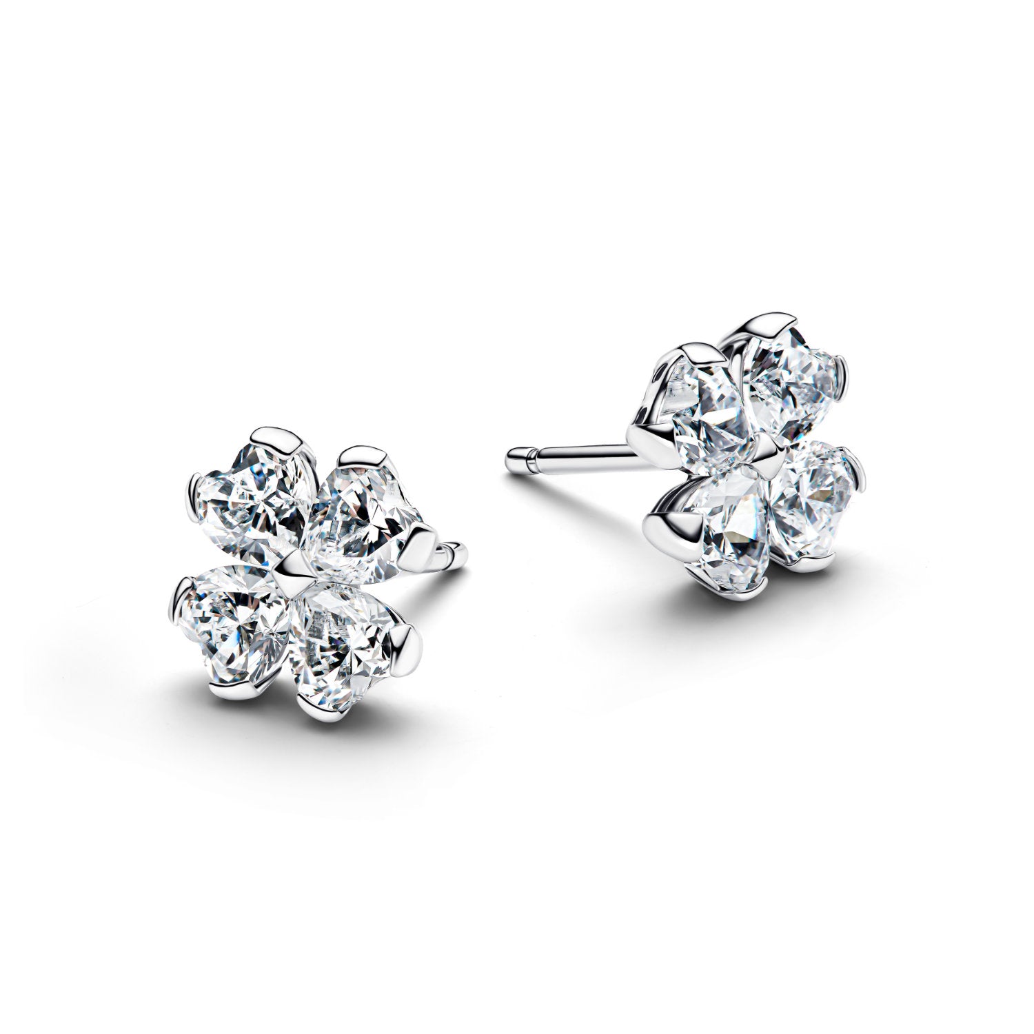 Pandora - Orecchini a lobo a quadrifoglio in argento sterling con zirconia cubica