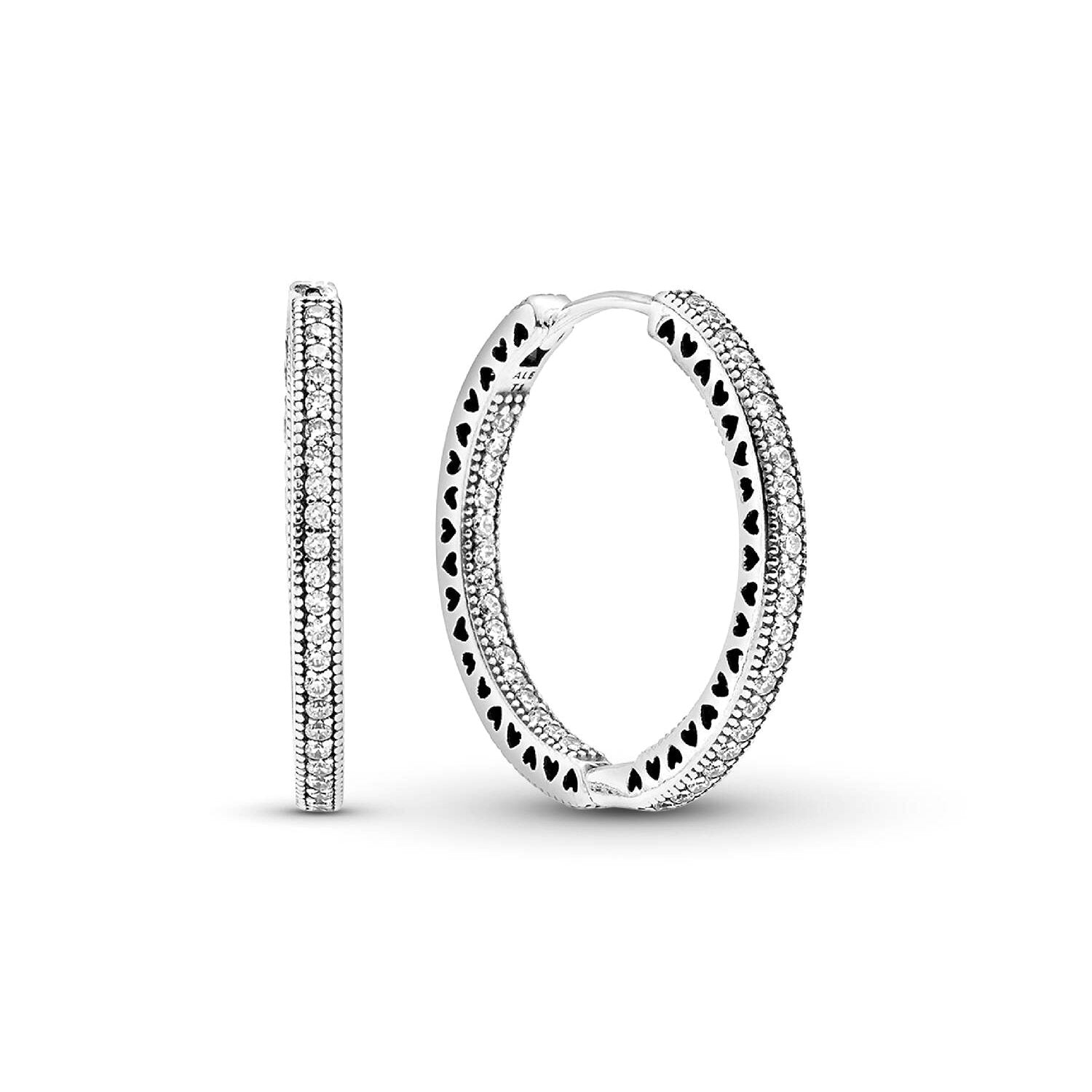 Pandora - Orecchini Cerchi Cuori scintillanti Argento