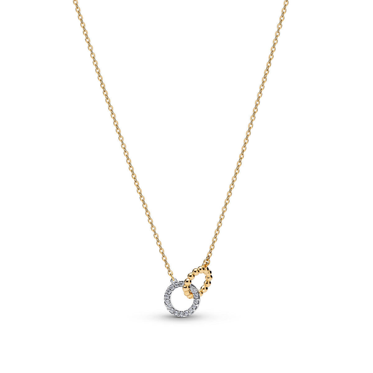Pandora - Collana Cerchi Intrecciati Sfere e Pavé Argento