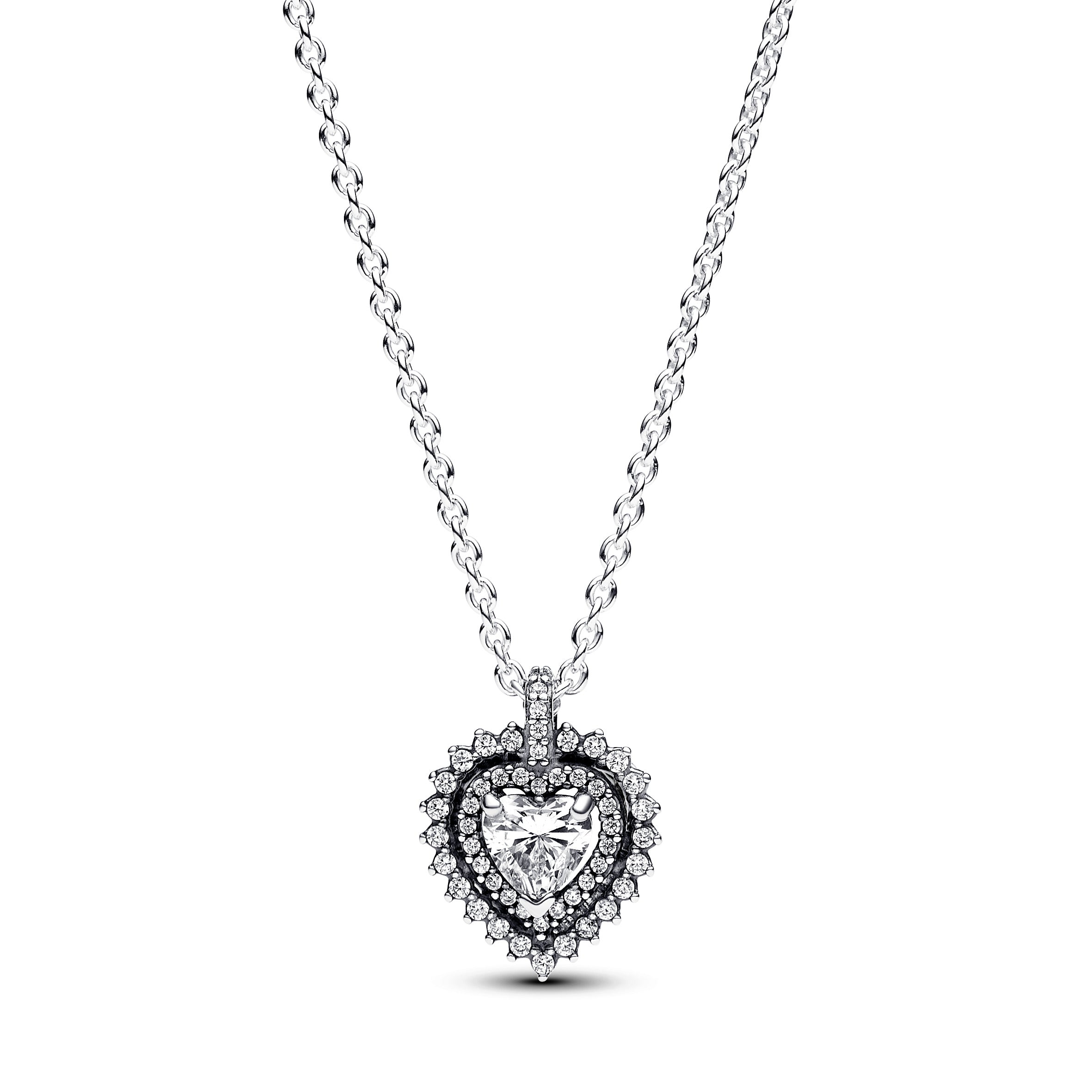 Pandora - Collana Punto Luce Cuore e Pavè Argento