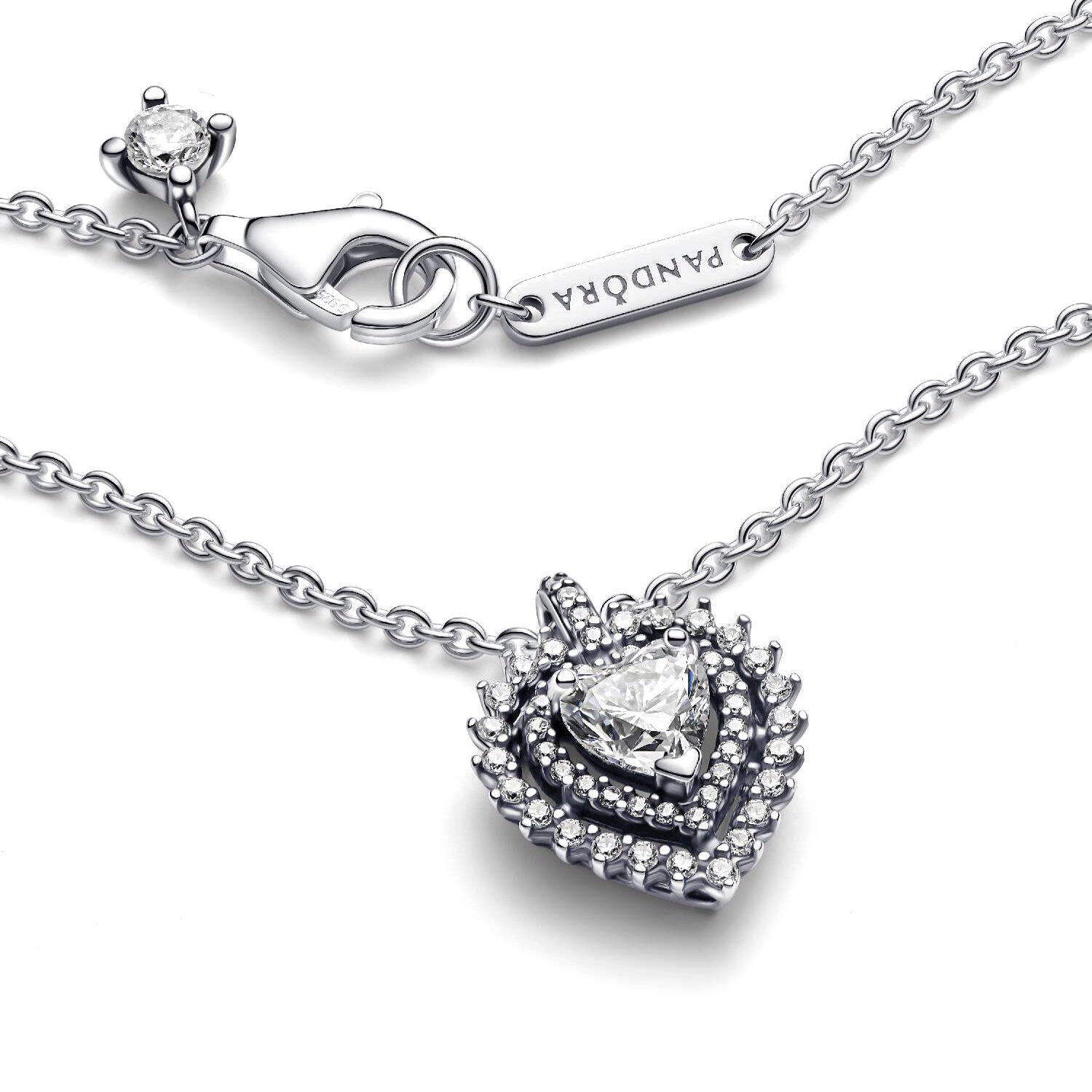 Pandora - Collana Punto Luce Cuore e Pavè Argento