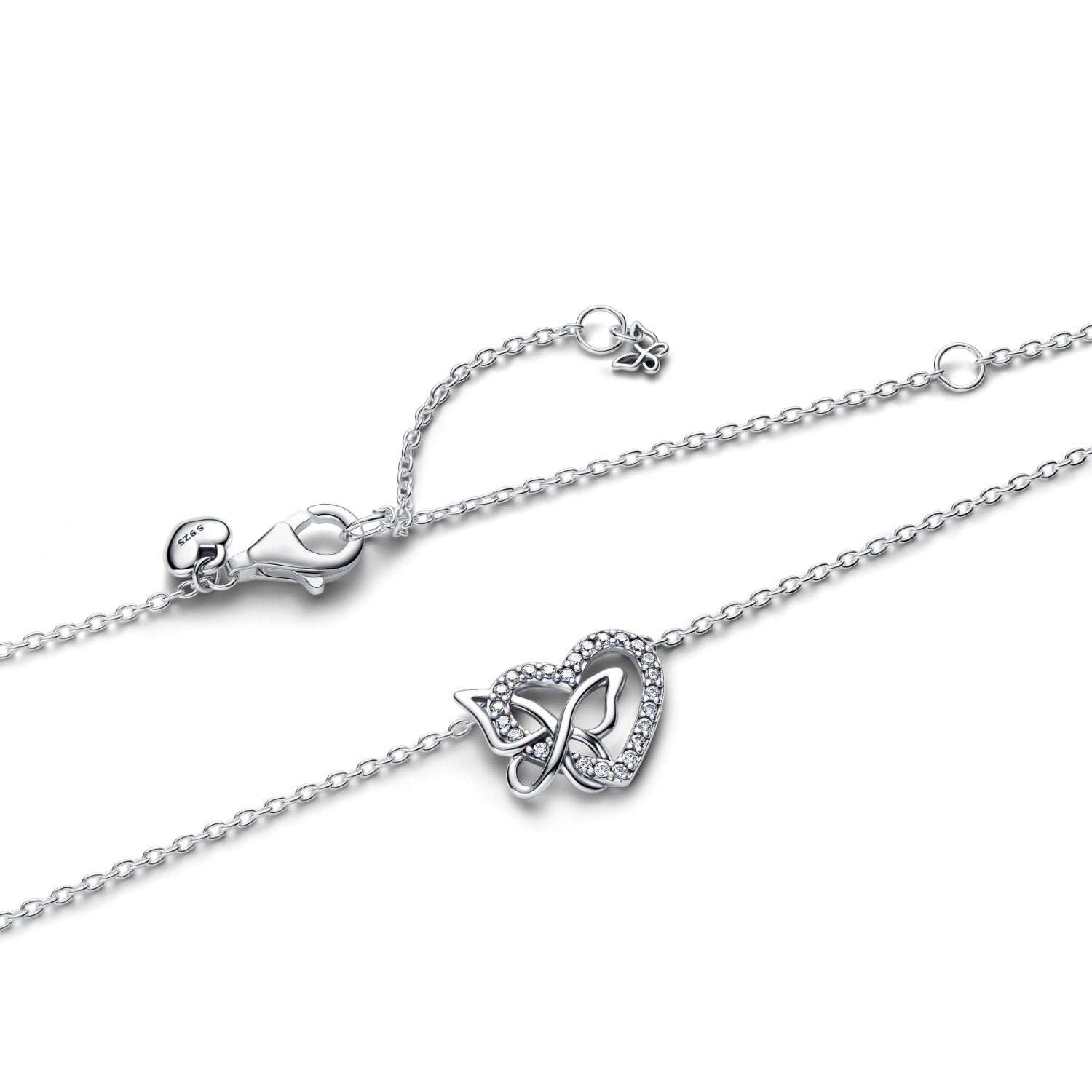 Pandora - Collana cuore e farfalla in argento sterling con zirconia cubica