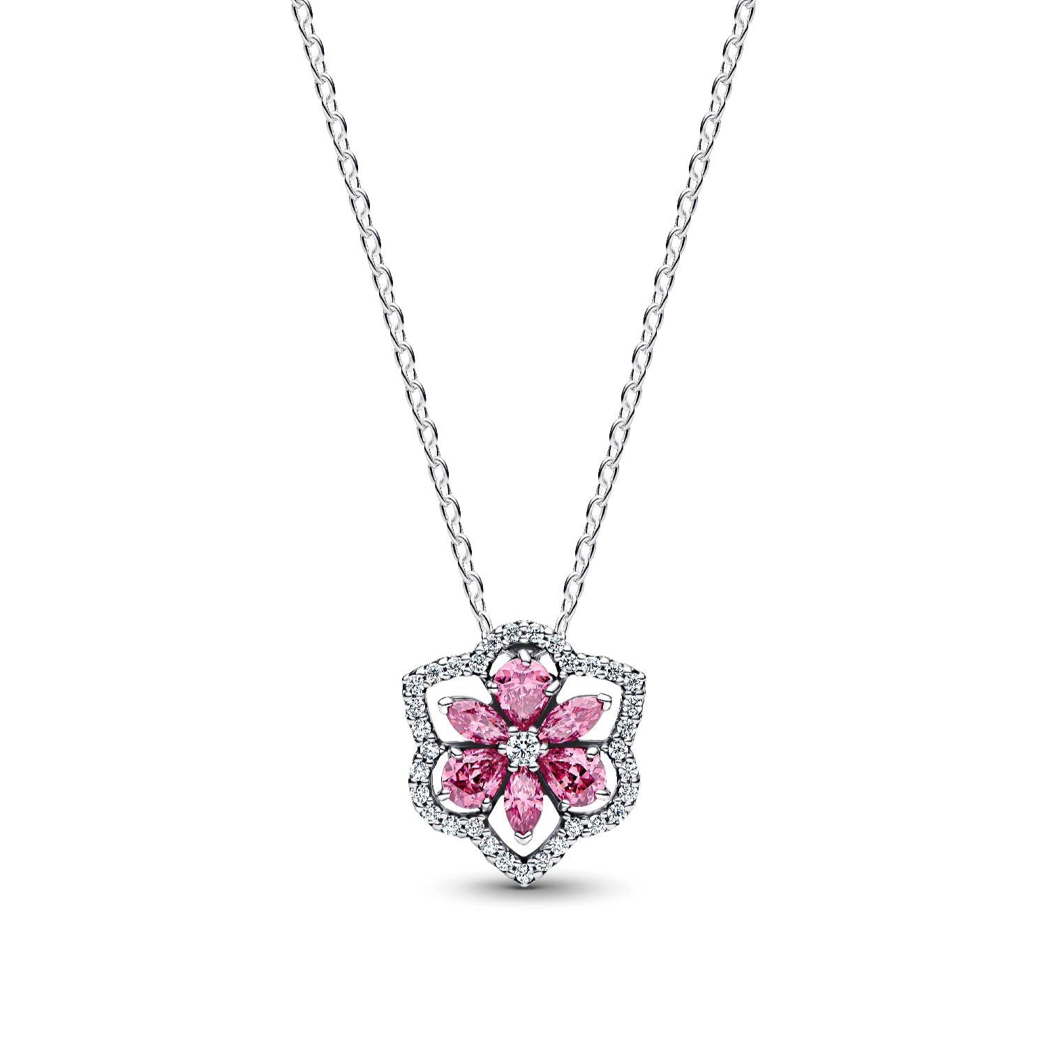 Pandora - Collana herbarium fiore rosa argento