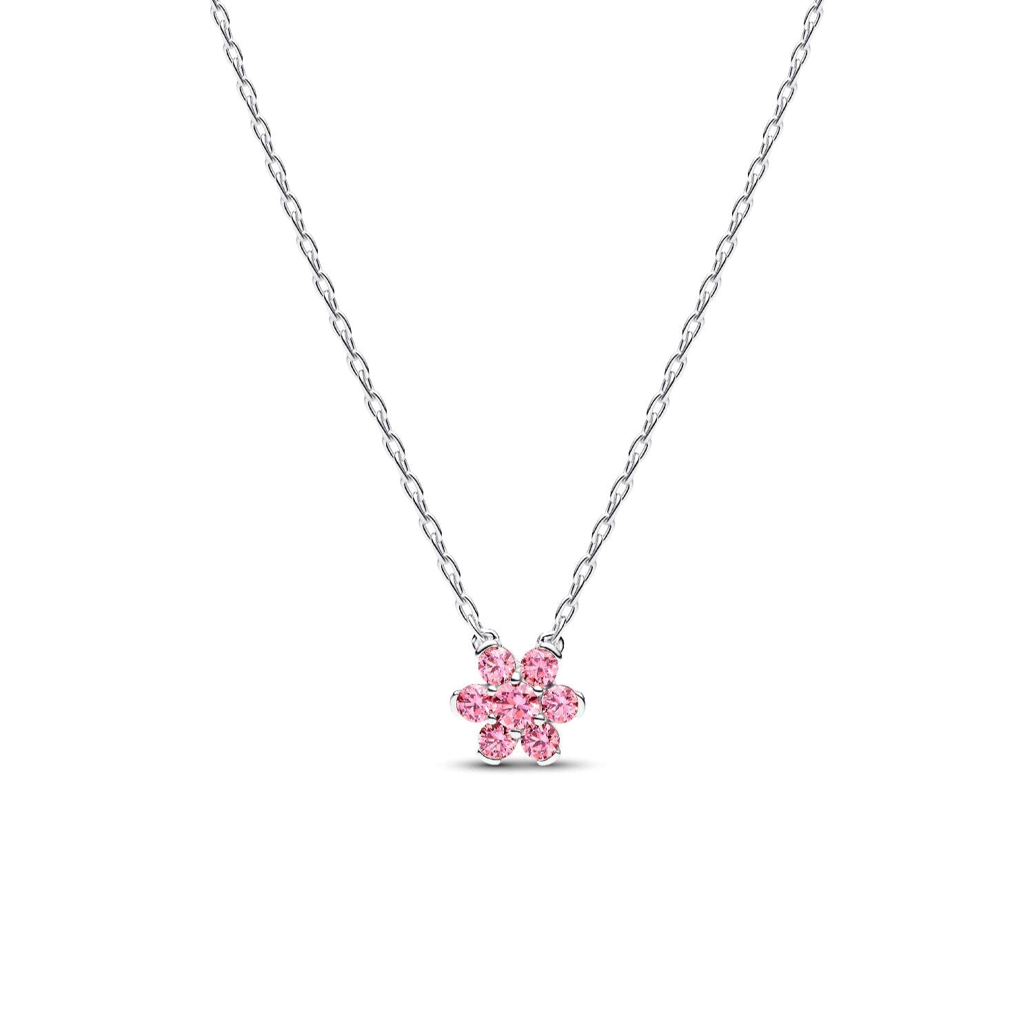 Pandora - Collana Fiore Luminoso Rosa Argento