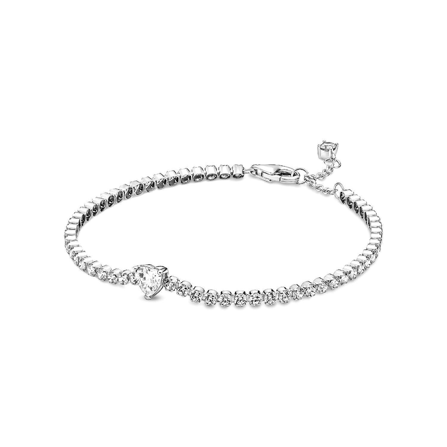 Pandora - Bracciale Tennis con Cuore in rilievo Argento