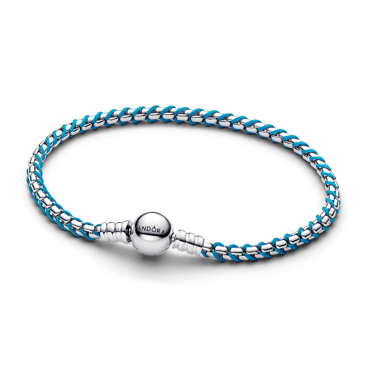 Bracciale Pandora catena box intrecciata turchese