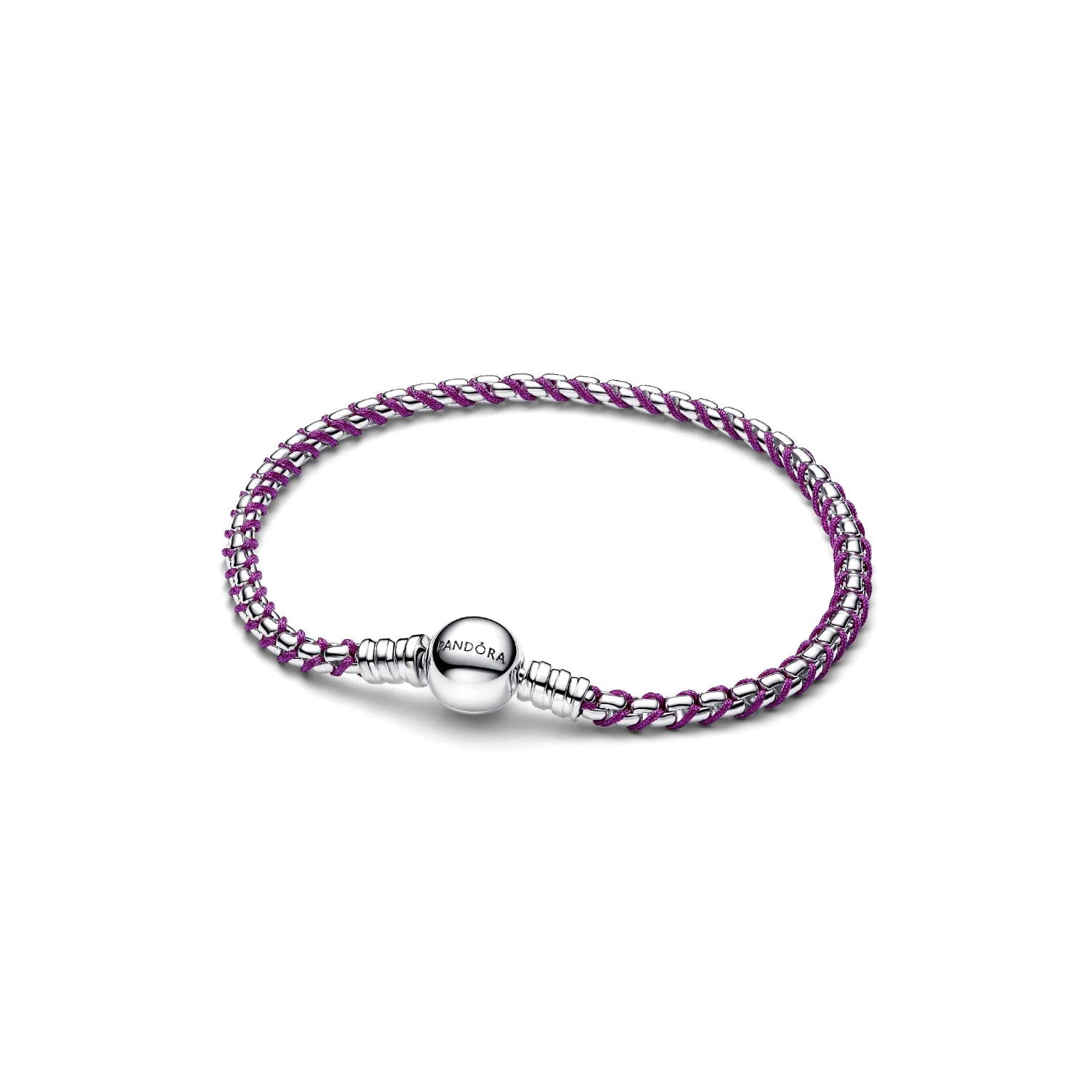 Pandora - Bracciale Intreccio Tessuto Viola Argento
