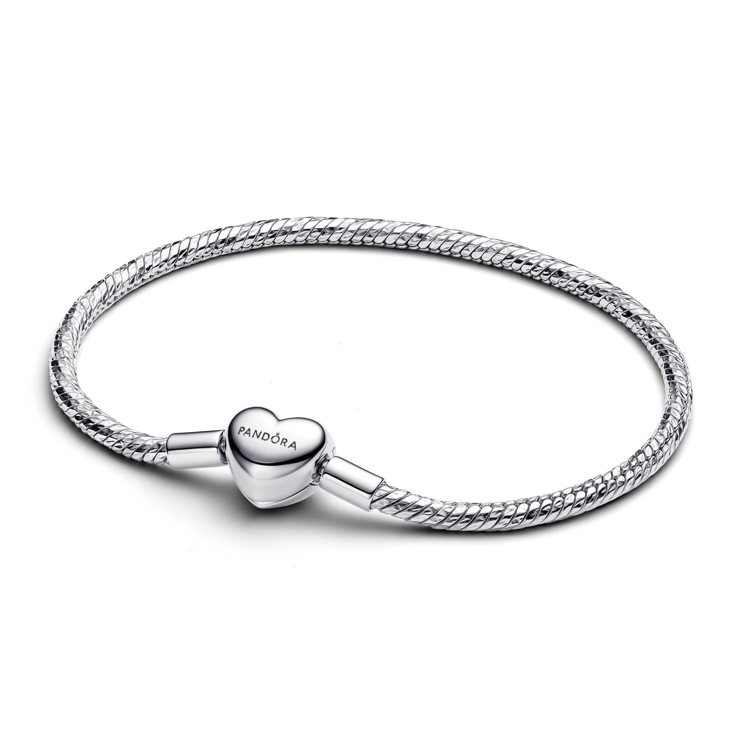 Pandora - Bracciale Maglia Snake Sfaccettata con Chiusura a Cuore