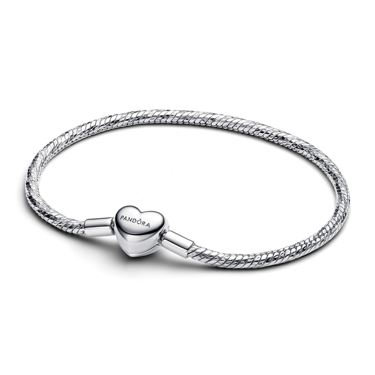 Bracciale Pandora snake sfaccettato con cuore in argento