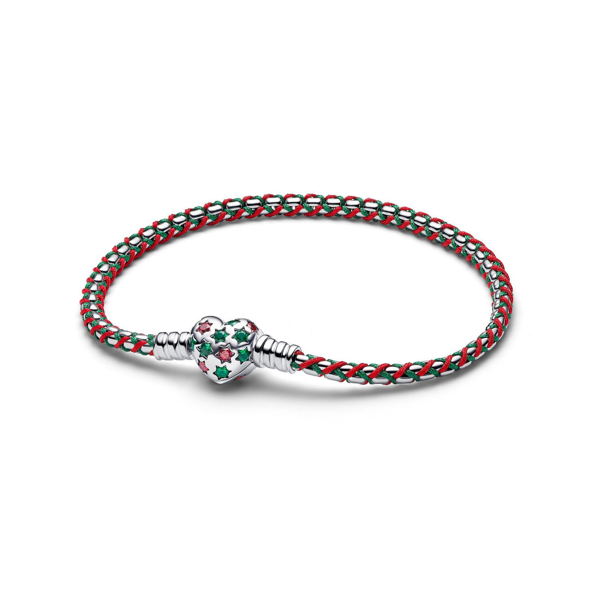 Bracciale Pandora Catena Box intrecciata rosso e verde
