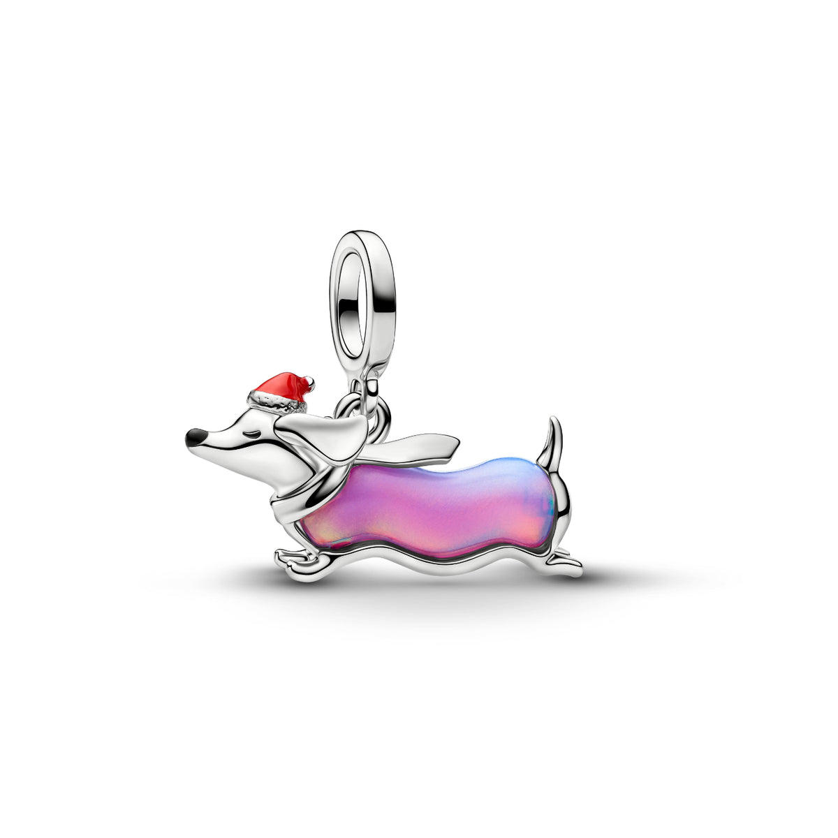 Charm Pandora Bassotto di Natale finitura platino