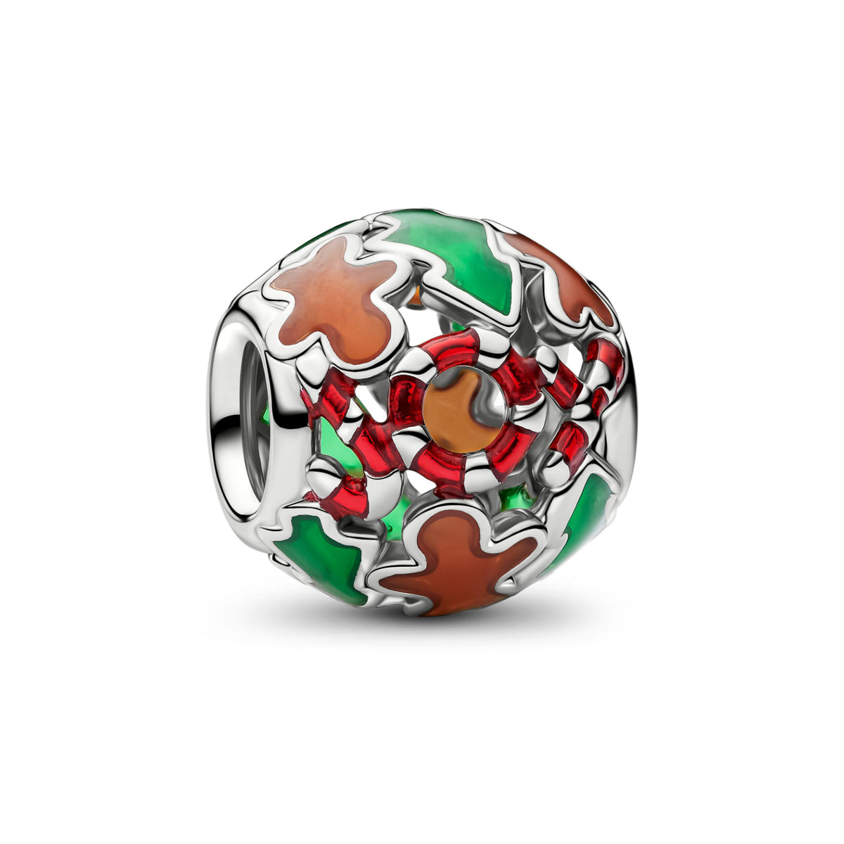 Charm Pandora traforato festivo in argento finitura platino