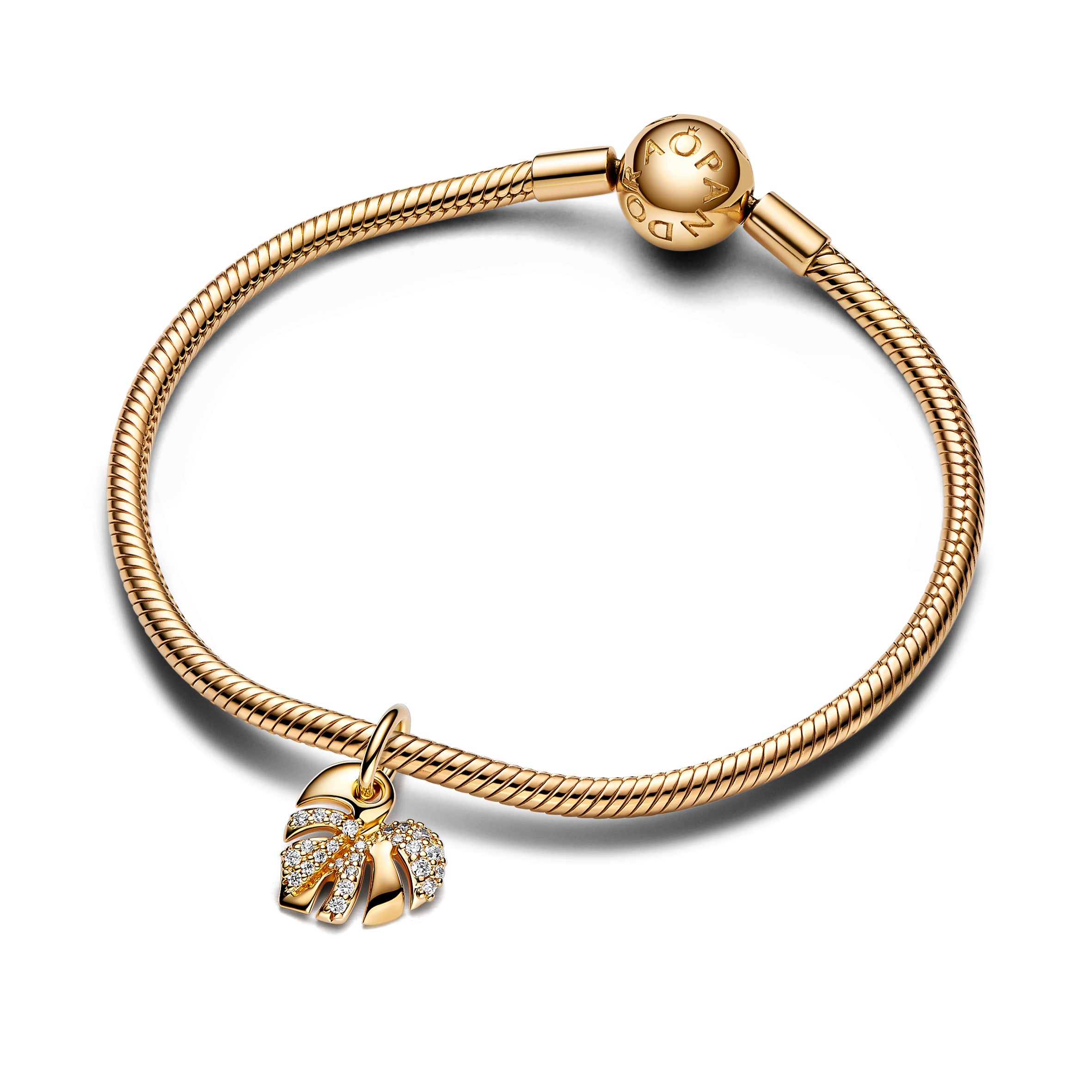 Pandora - Charm Pendente Foglia di Monstera Scintillante
