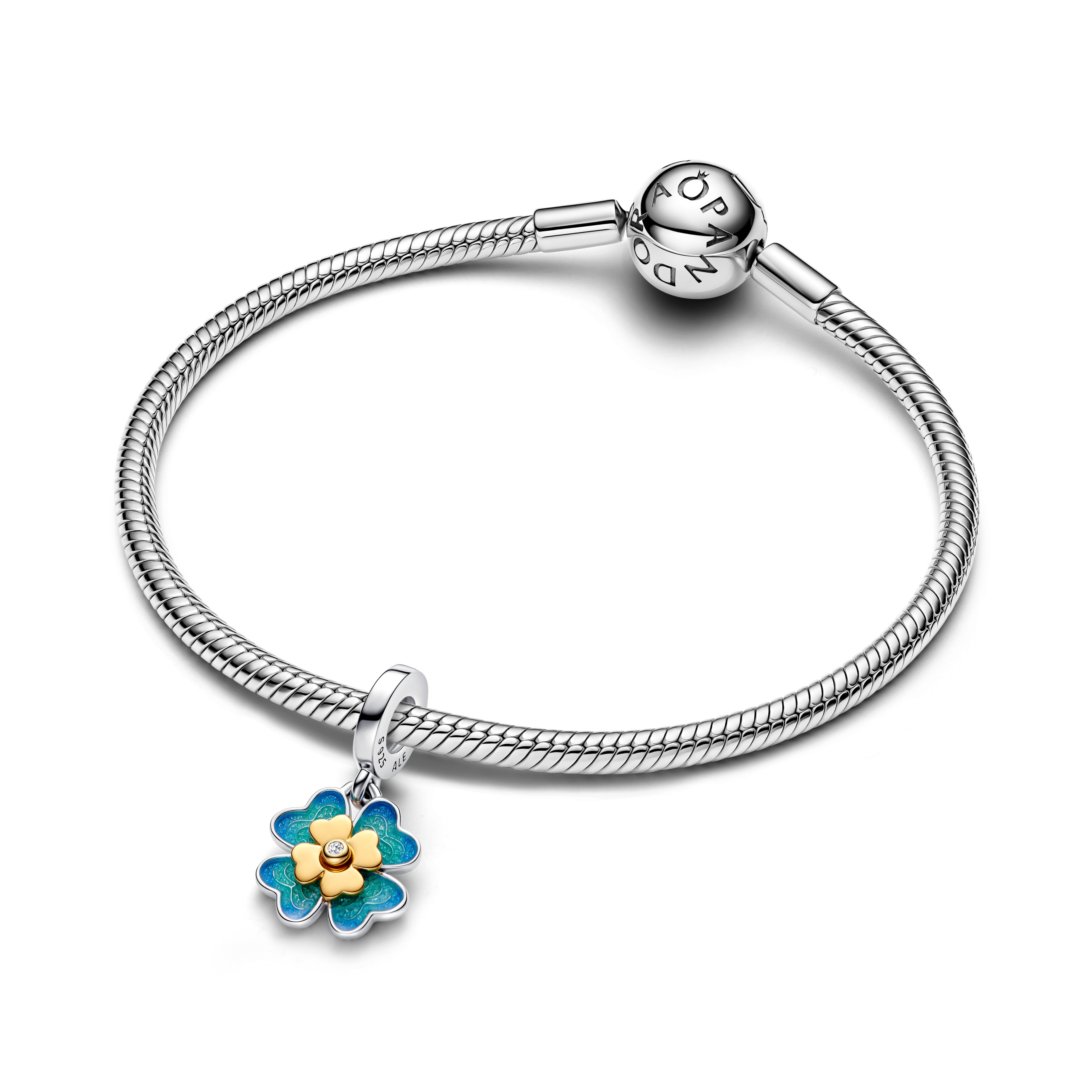 Pandora - Charm Pendente Quadrifoglio Girevole - con diamante creato in laboratorio