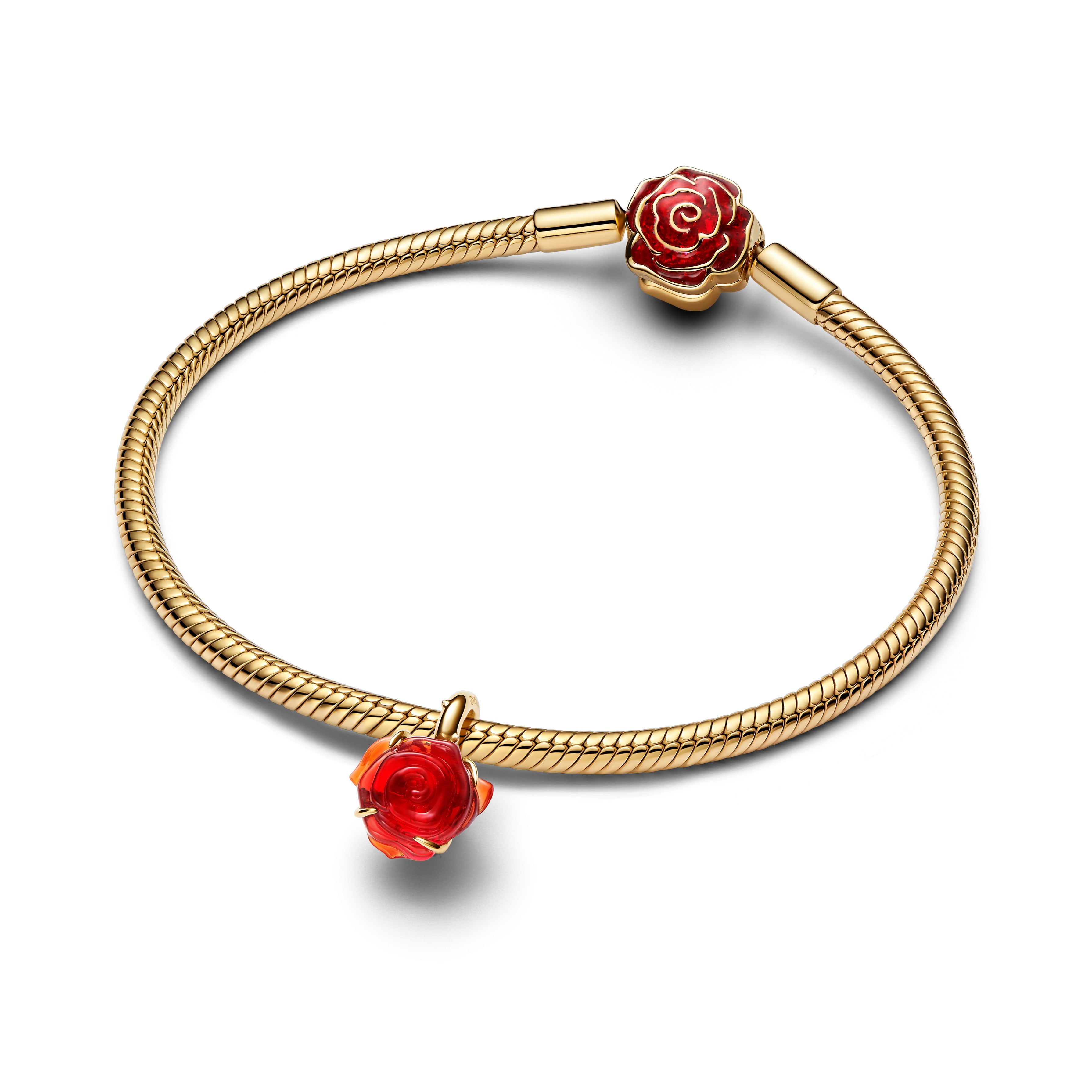 Pandora - Disney, La Bella e la Bestia, Rosa Incantata Vetro di Murano