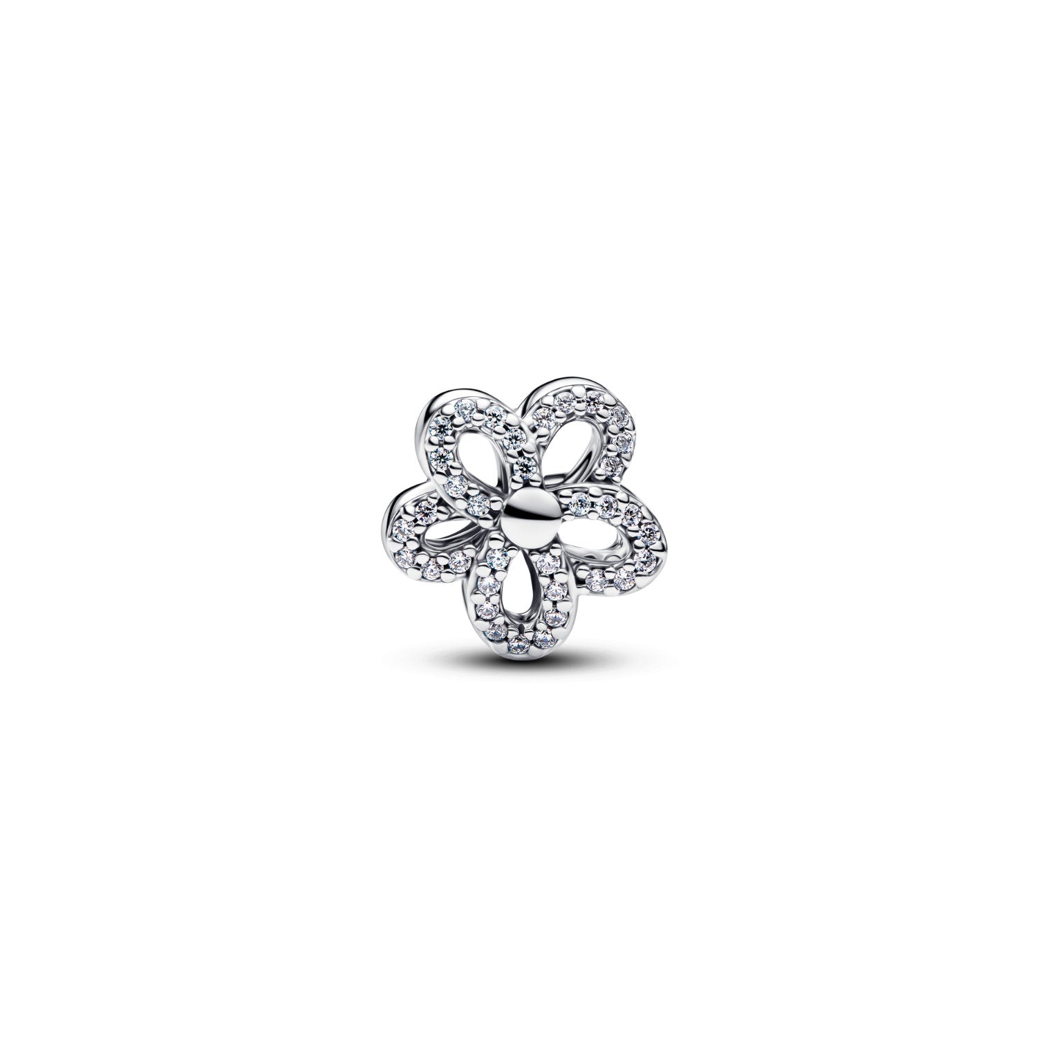 Pandora - Charm fiore in argento sterling e placcato oro con zirconia cubica