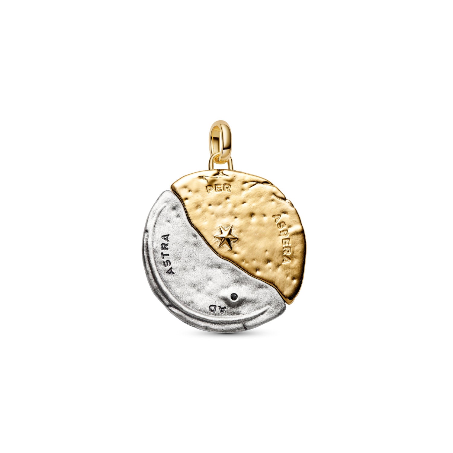 Pandora - Charm Medallion XL Sole e Luna "Per Aspera Ad Astra" Argento