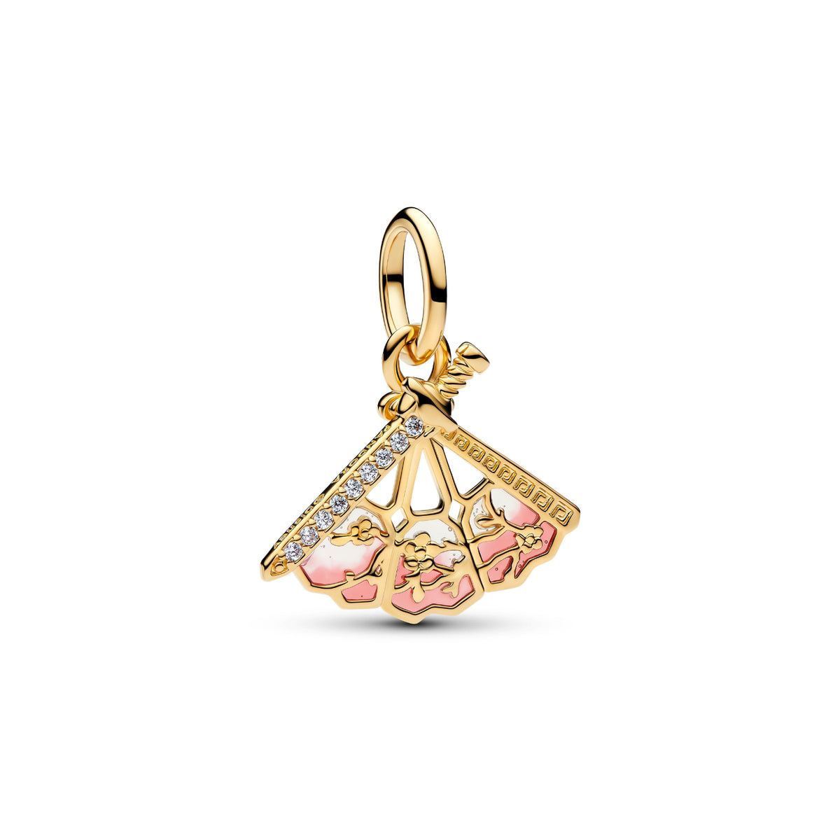 Charm Pandora Disney Mulan Ventaglio finitura oro 14 kt