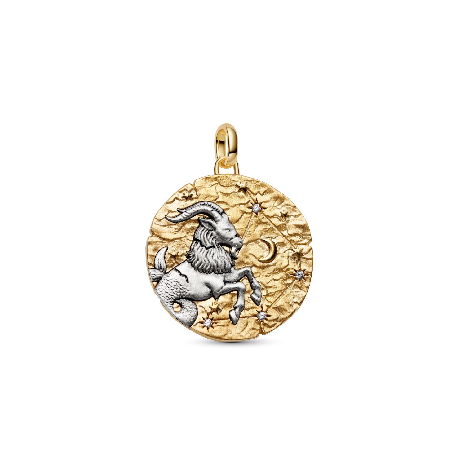 Pandora - Charm Medallion XL Capricorno "Nihil Difficile Volenti" Argento finitura oro