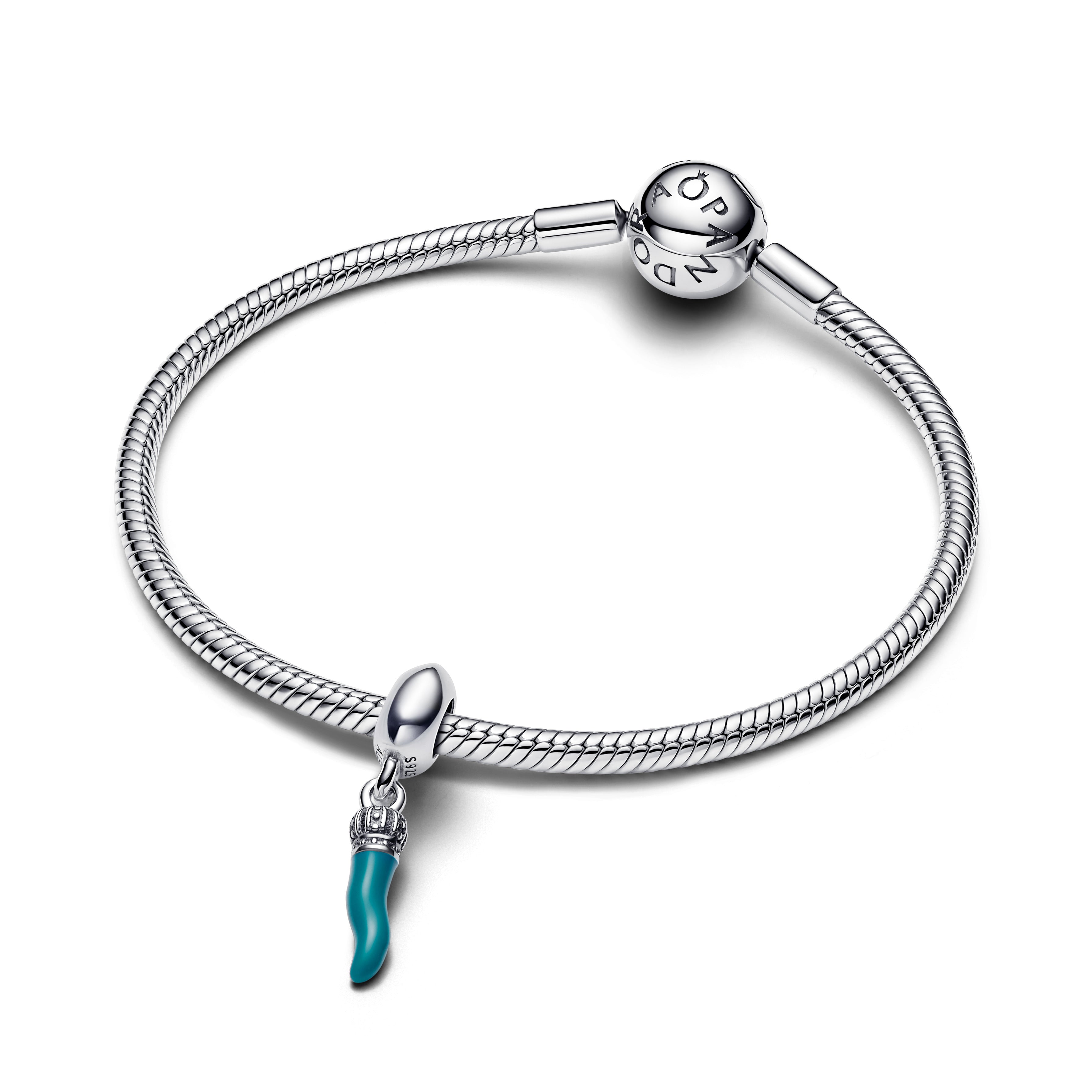 Pandora - Corno Good Luck Sterling Silver Dangle With Turquo