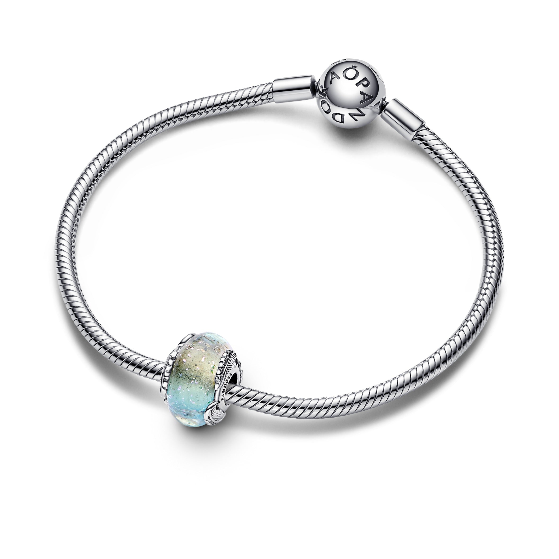 Pandora - Charm in vetro di Murano multicolore Piuma Curva