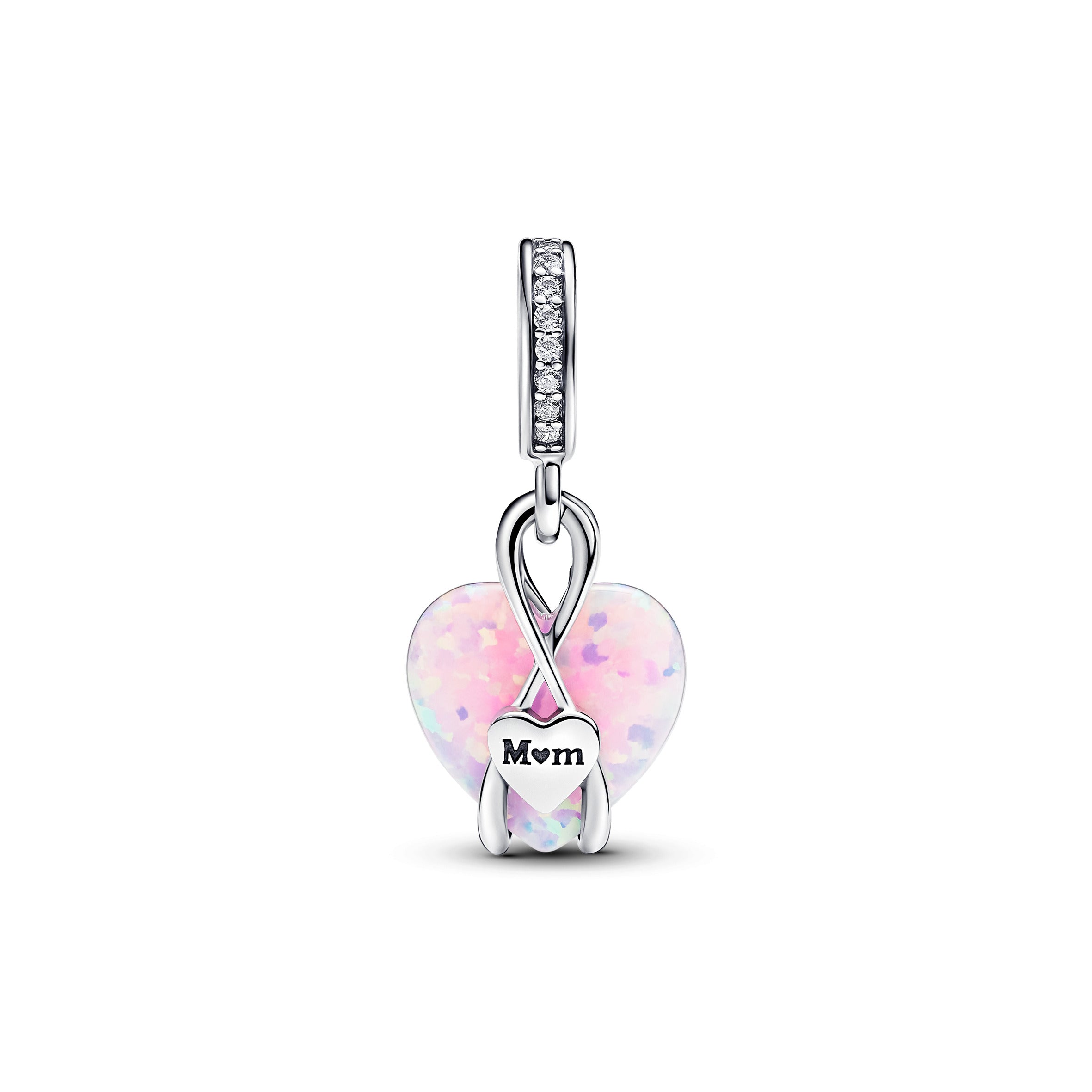 Pandora - Charm Pendente Cuore di Mamma Rosa Opalescente