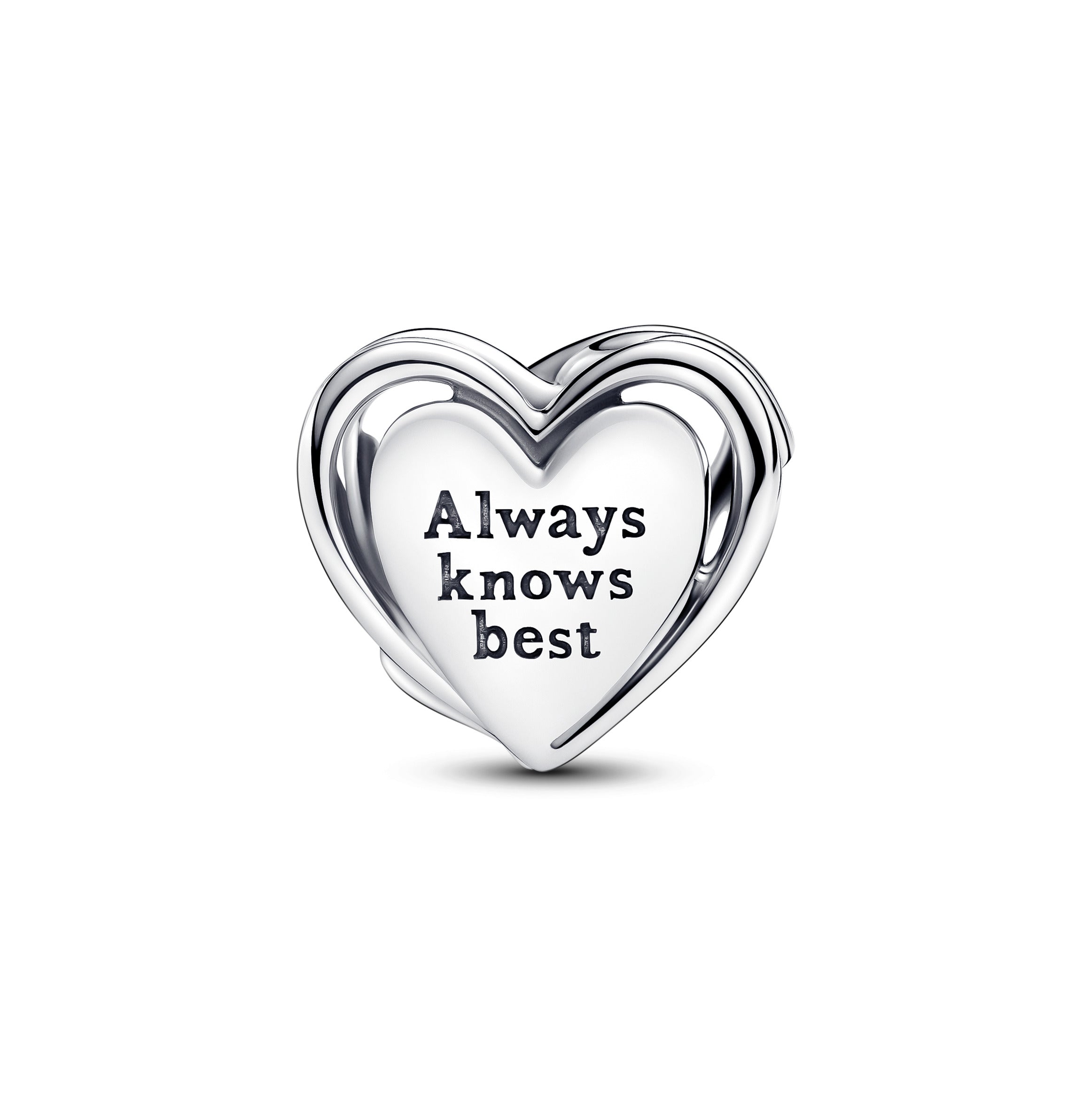 Pandora - Mom Heart Sterling Silver Charm With Pink LaB-Crea